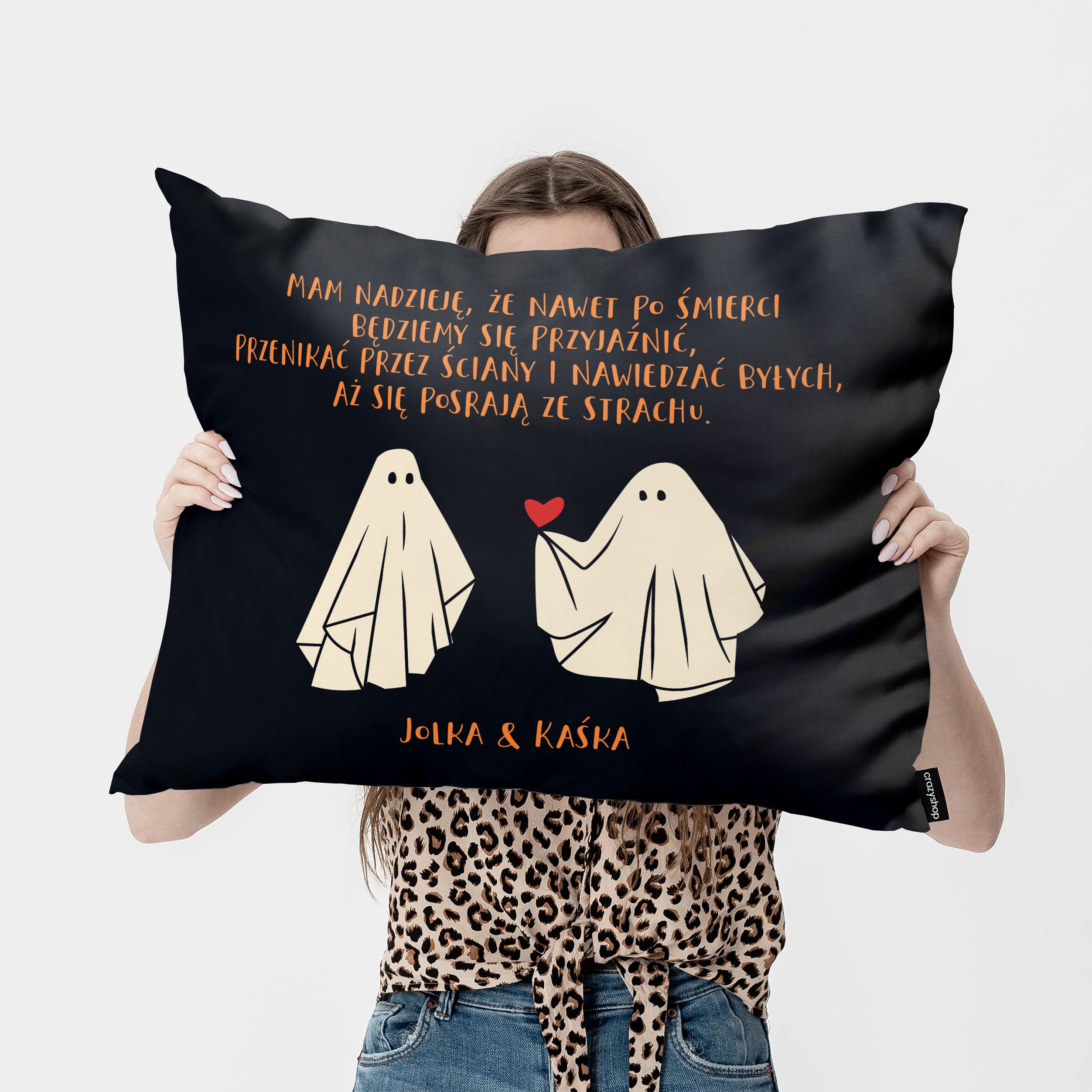 Personalizowana poduszka dla przyjaciółki na Halloween prezent dla przyjaciółki śmieszna poduszka 