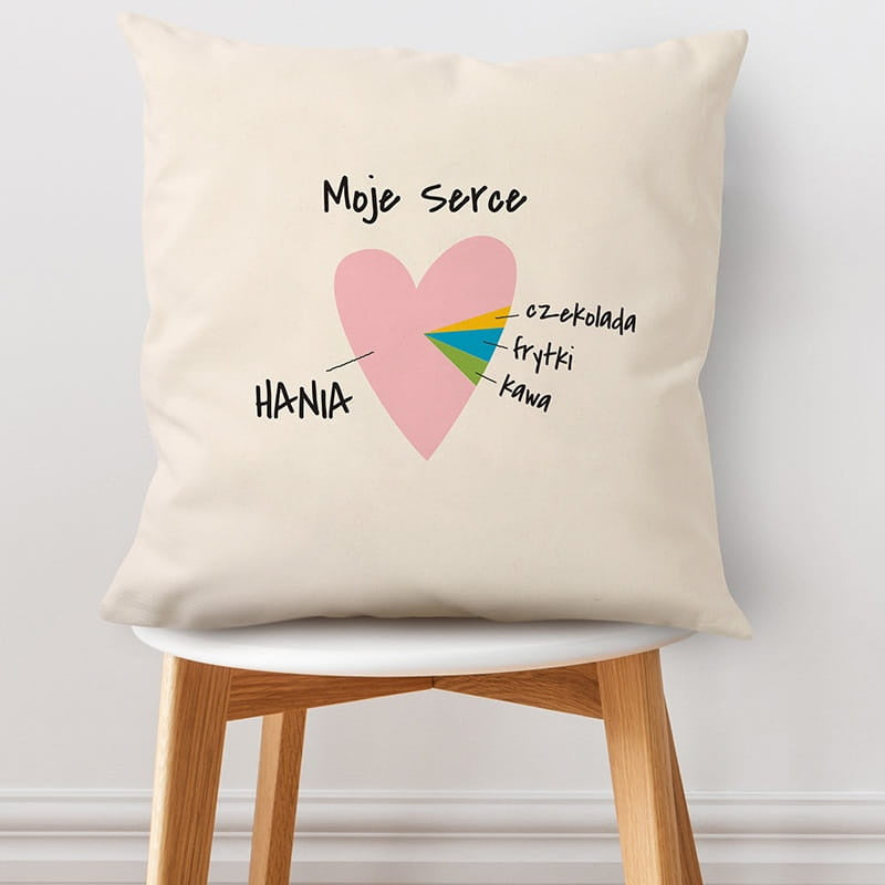 Personalizowana poduszka z sercem - prezent na walentynki