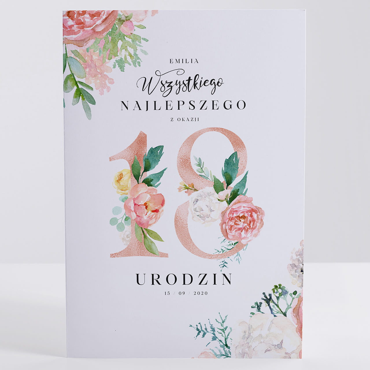 Kartka na 18 urodziny dla dziewczyny - Kwiaty upominek na 18 dla dziewczyny kartka na prezent