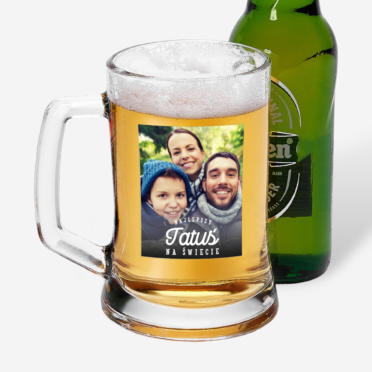 Personalizowany kufel do piwa ze zdjęciem dla taty