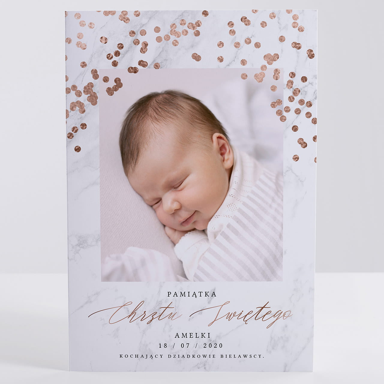 Kartka ze zdjęciem na Chrzest dla dziewczynki upominek na chrzest dla dziewczynki kartka personalizowana