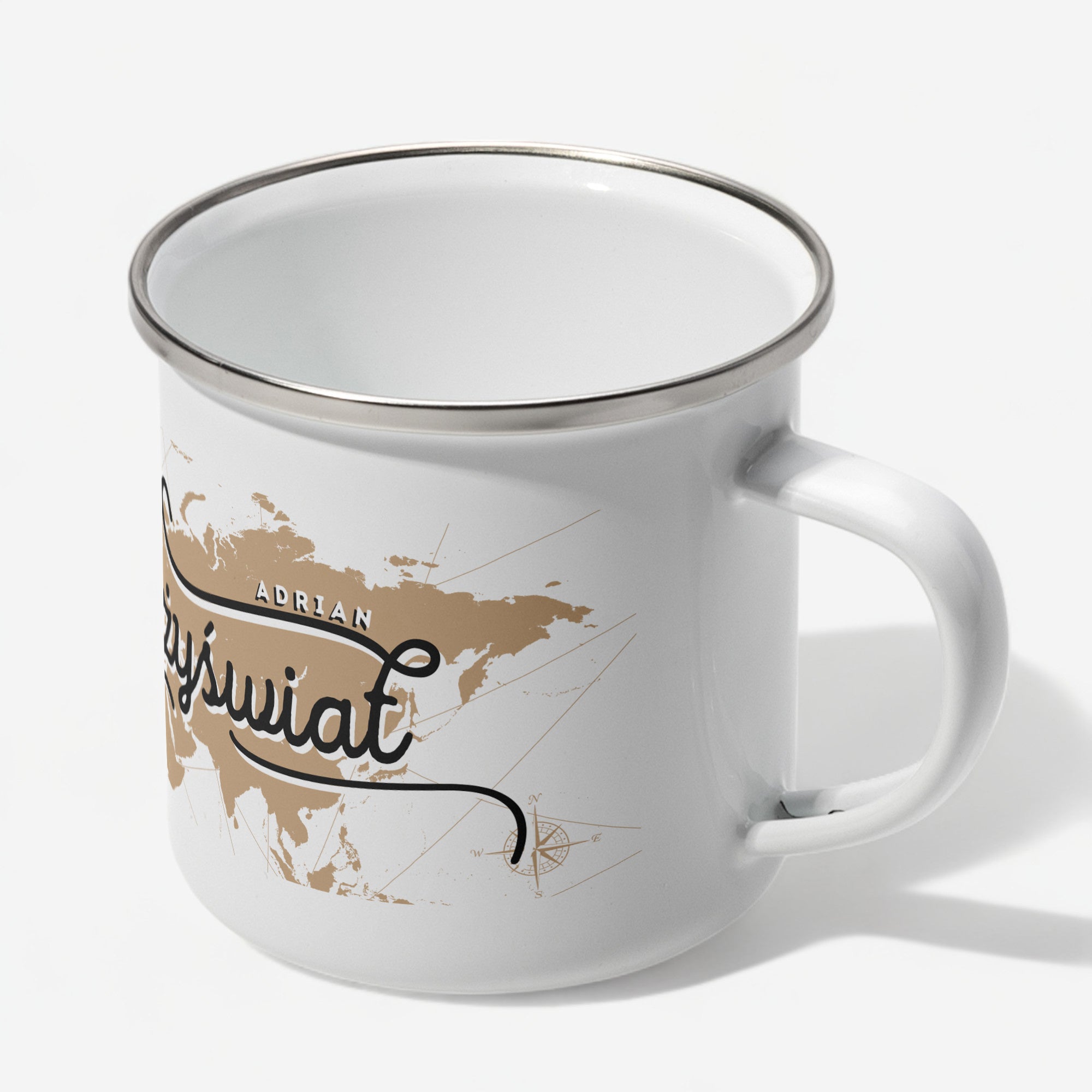 Emaliowany kubek dla podróżnika personalizowany kubek prezent dla podróżnika gadżet dla podróżnika