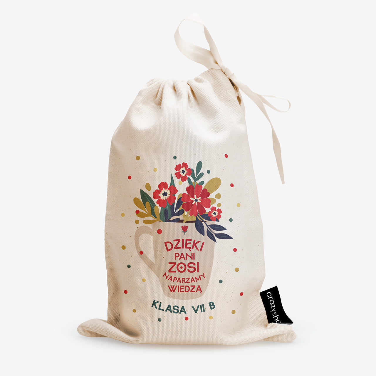 Zestaw prezentowy dla nauczycielki - naparzamy wiedzą herbata i mód w woreczku prezent dla nauczycielki