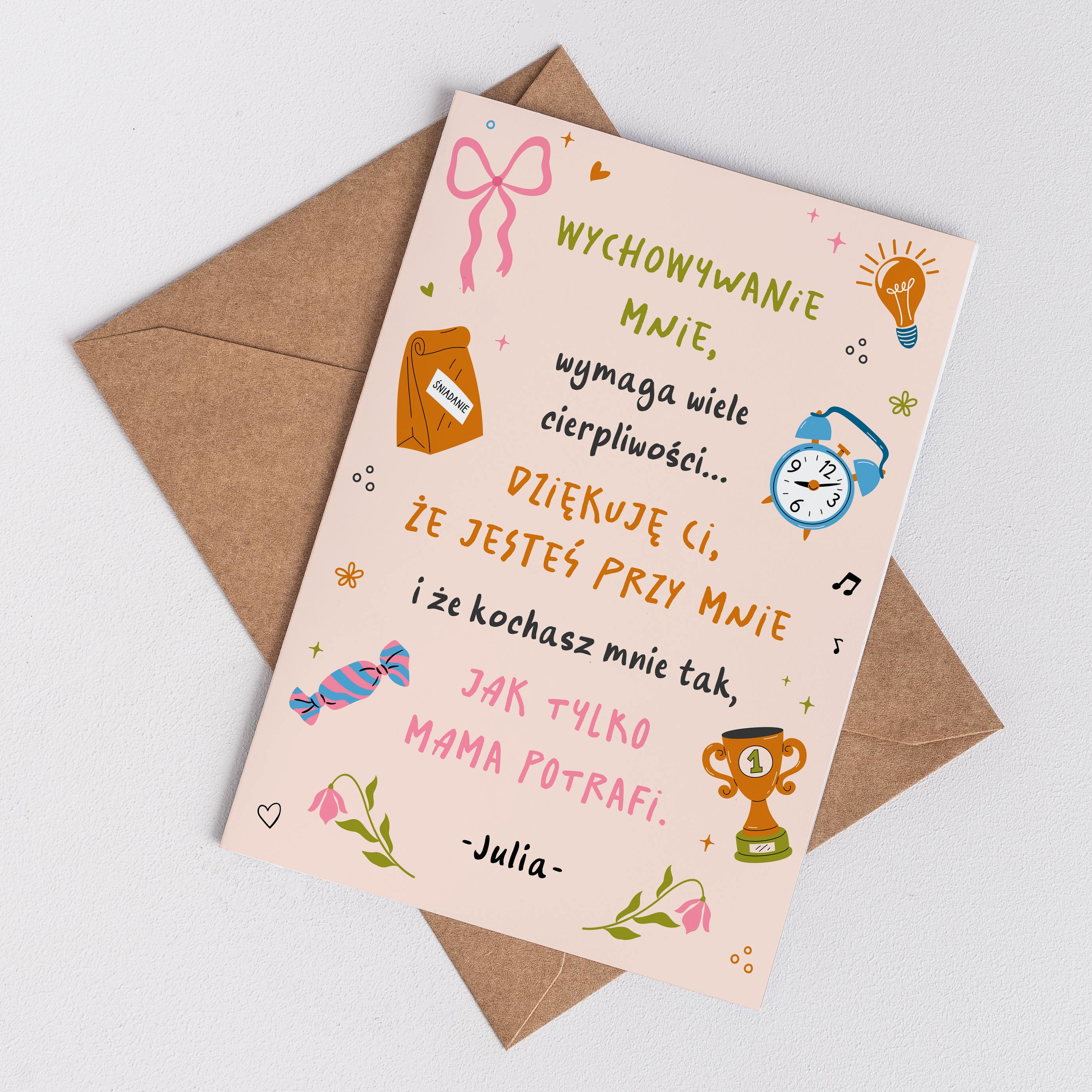 Personalizowana kartka - upominek dla przybranej mamy kartka dla przybranej mamy upominek na Dzień Matki 