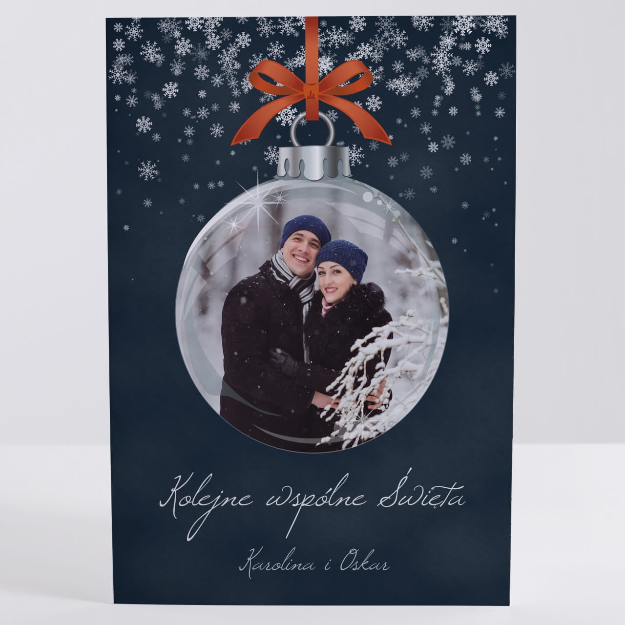 Personalizowana kartka świąteczna - Bombka ze zdjęciem upominek świąteczny kartka na święta kartka personalizowana
