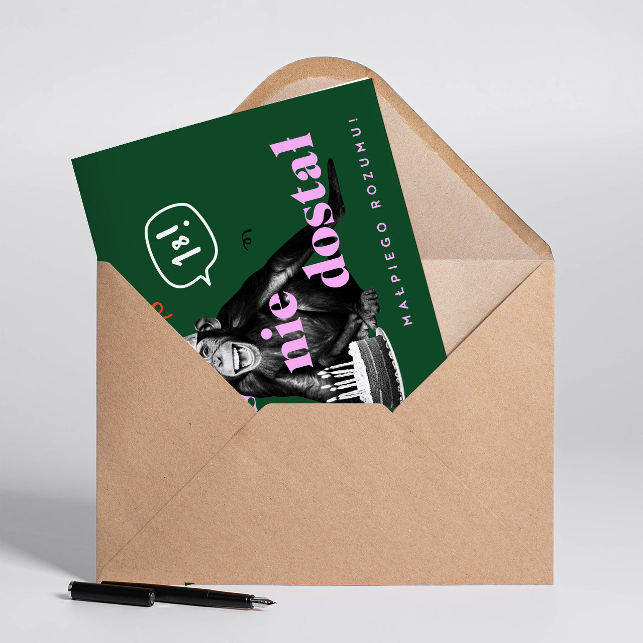 Śmieszna kartka na 18 urodziny dla kolegi - Małpi Rozum śmieszna kartka urodzinowa prezent dla kolegi