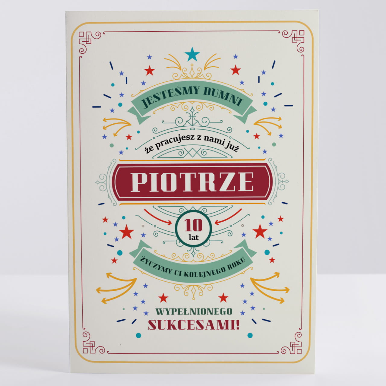 Gratulacyjna kartka na jubileusz pracy w firmie upominek dla pracownika kartka personalizowana