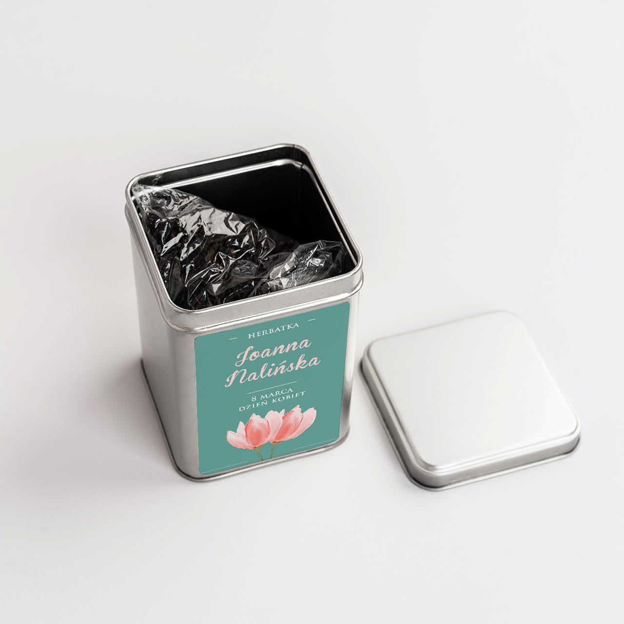 Personalizowana herbata na Dzień Kobiet prezent na Dzień Kobiet herbata w puszce elegancki prezent dla kobiety