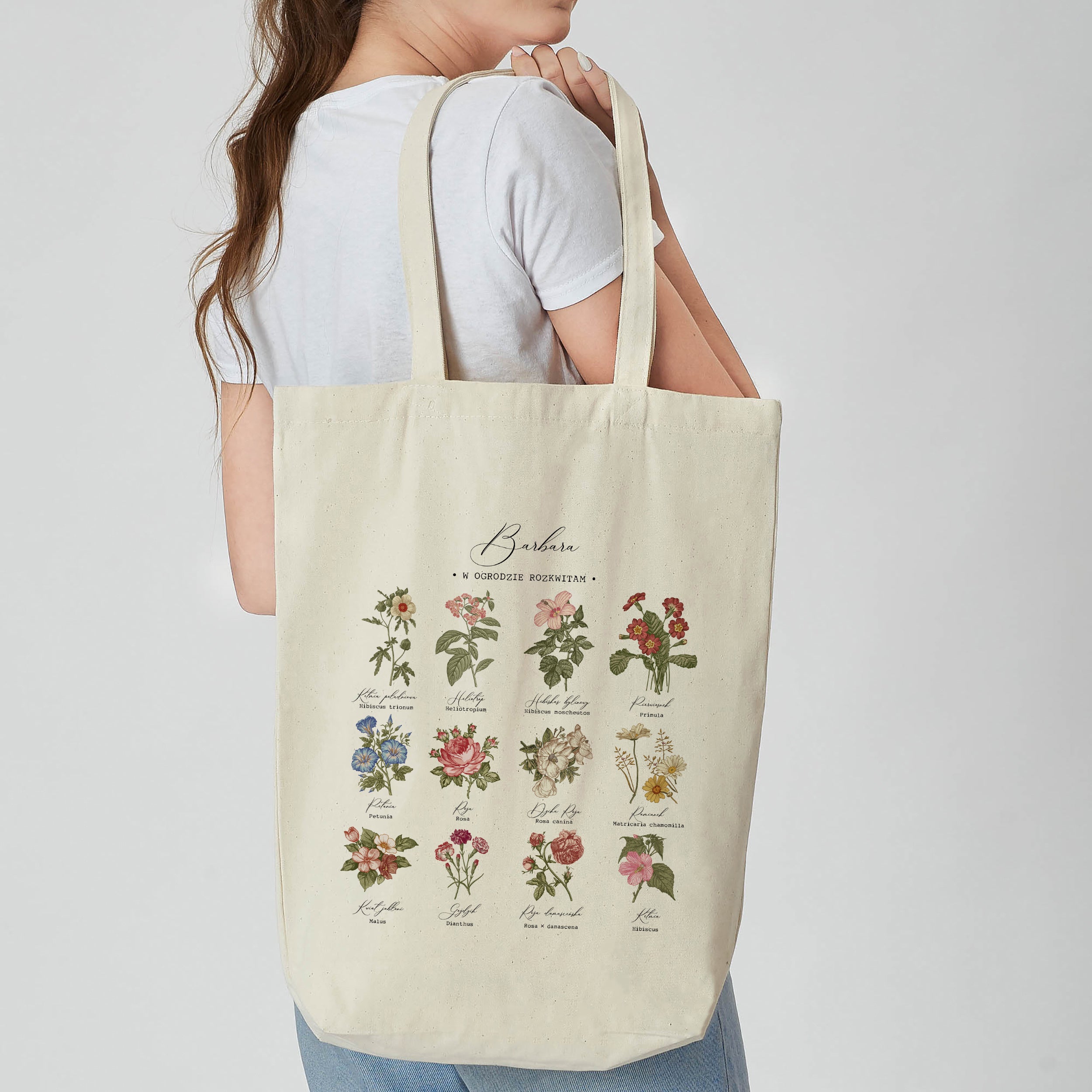 Torba w kwiaty na prezent dla ogrodniczki torba bawełniana prezent dla niej