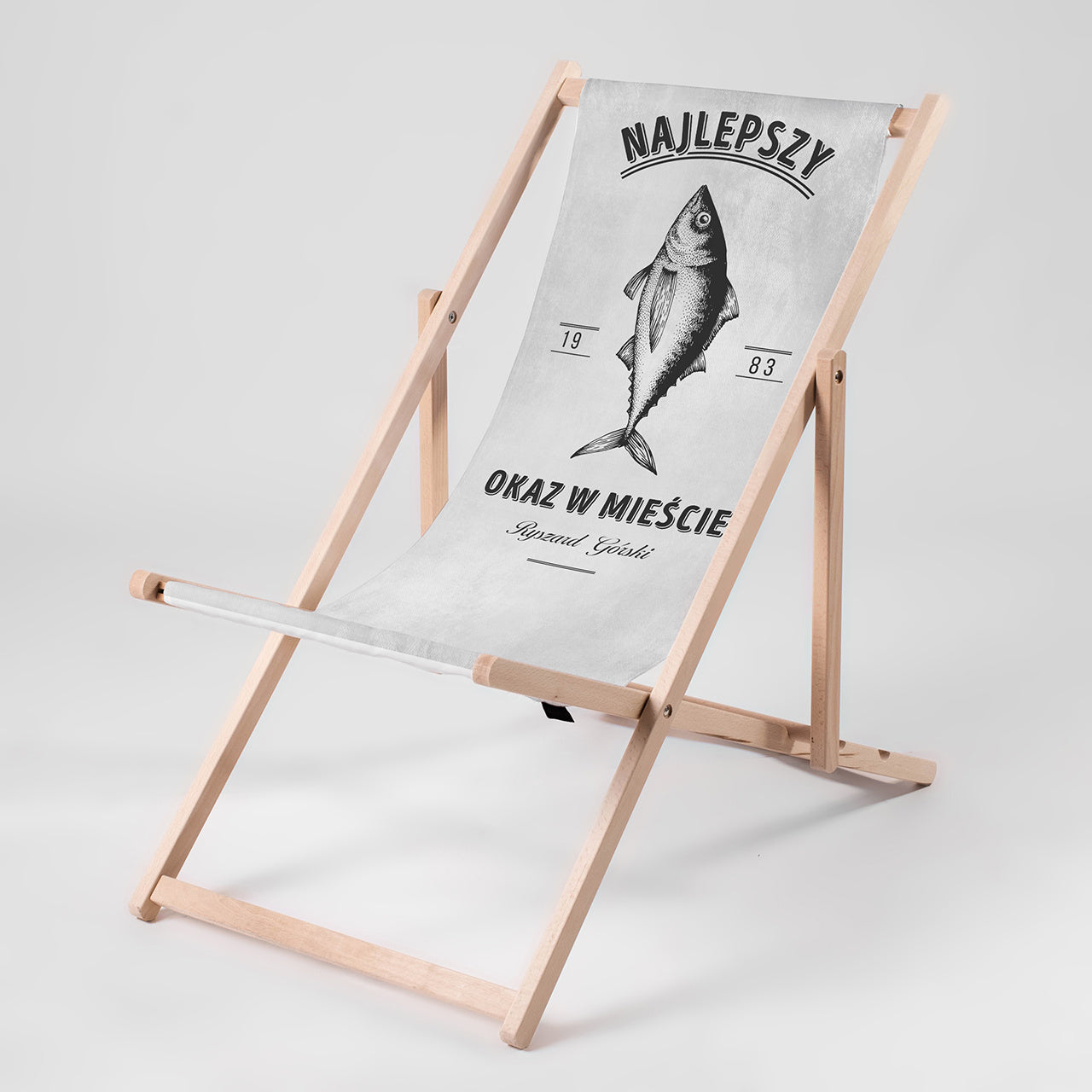 Personalizowany leżak - Najlepszy Okaz - prezent urodzinowy dla wędkarza prezent dla wędkarza leżak z nadrukiem