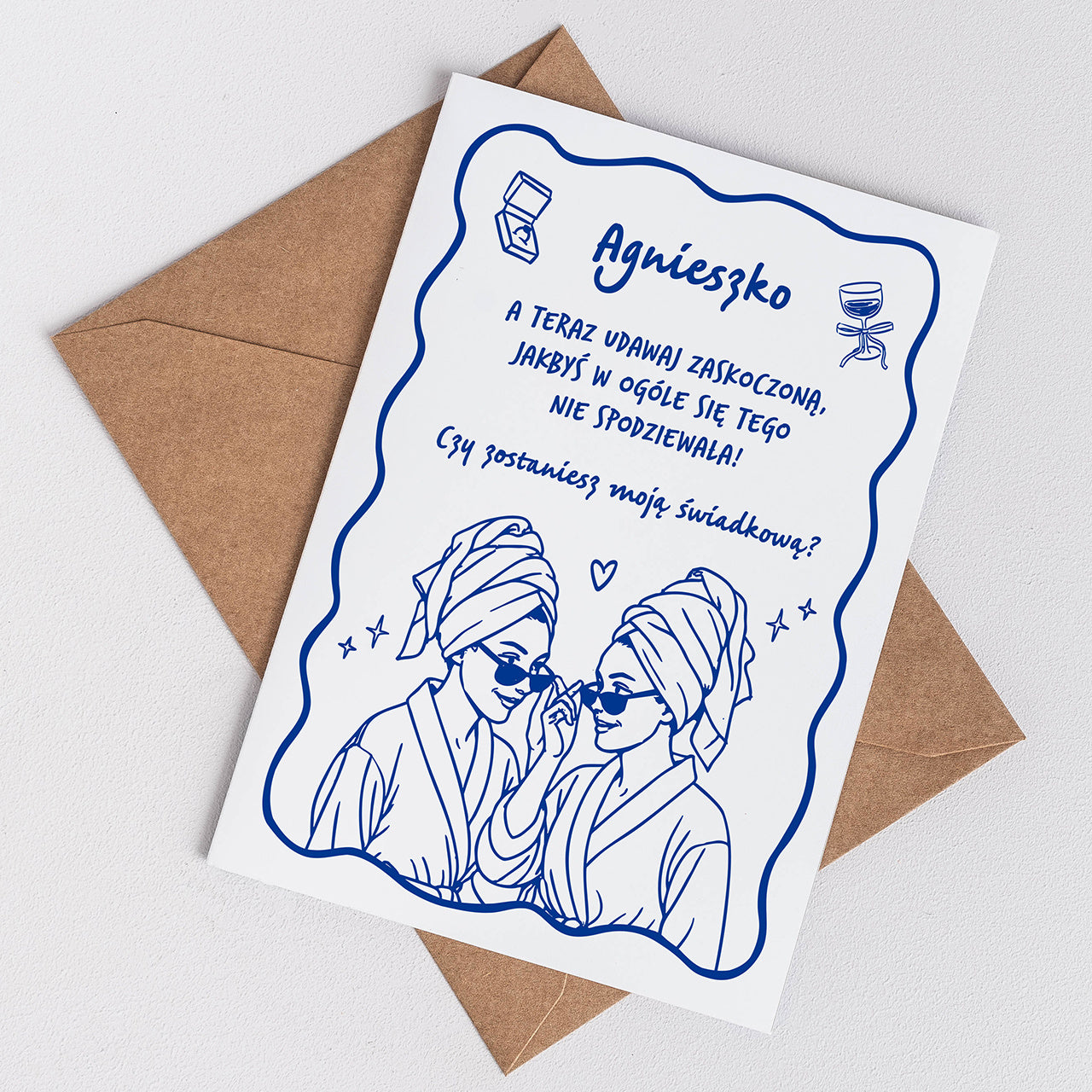 Kartka dla świadkowej - prośba o świadkowanie kartka personalizowana zapytanie o świadkowanie