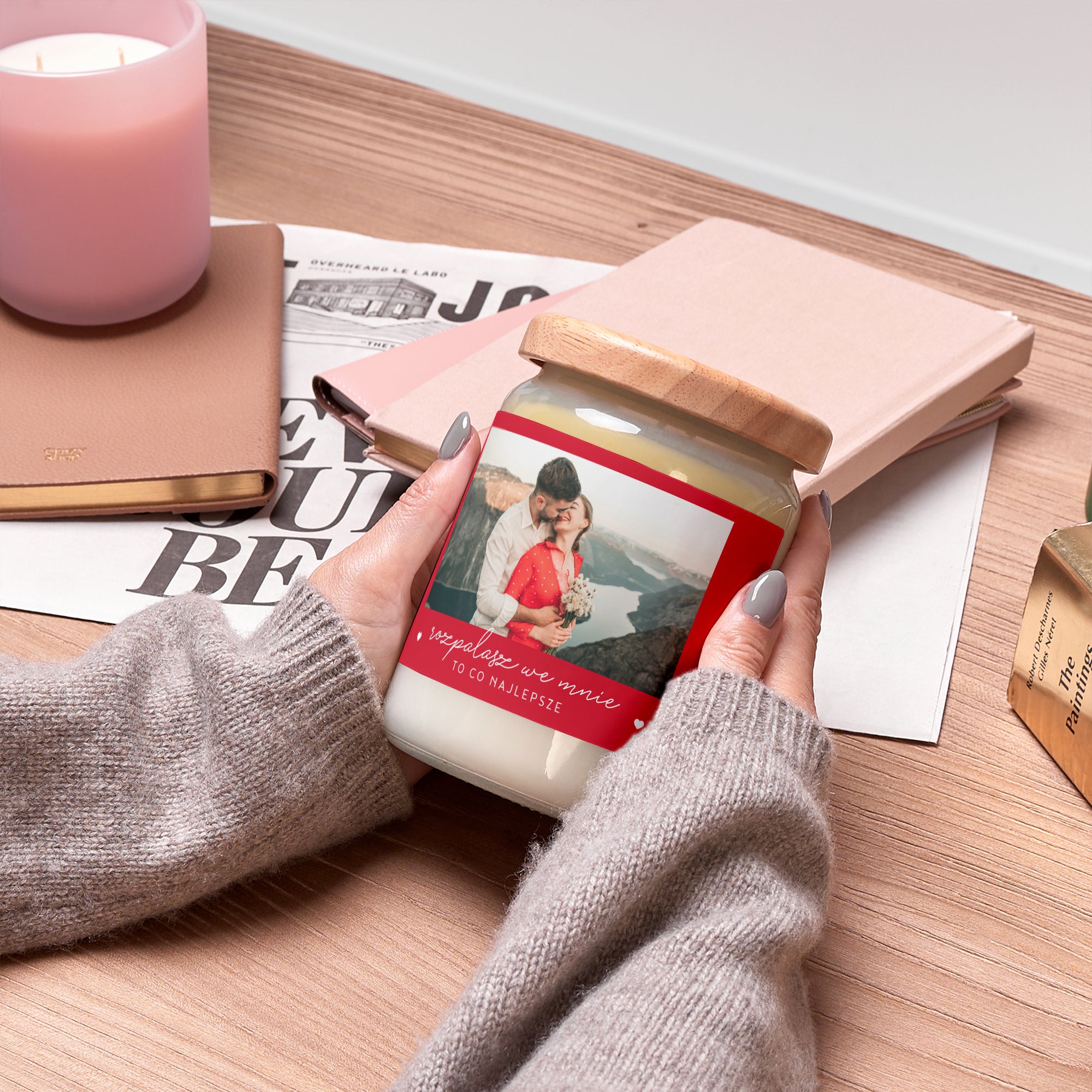 Świeca ze zdjęciem na walentynki dla dziewczyny prezent na walentynki dla niej świeca personalizowana