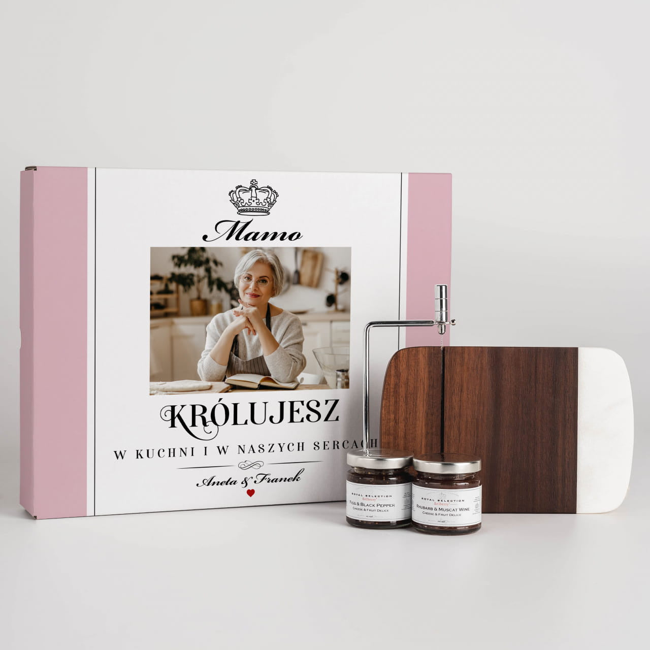 Zestaw prezentowy dla mamy - konfitury i deska do serów prezent dla mamy prezent na dzień mamy