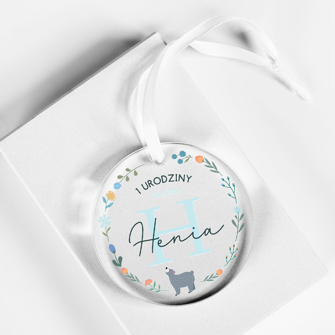 Zawieszka personalizowana - pamiątka na roczek dla chłopca