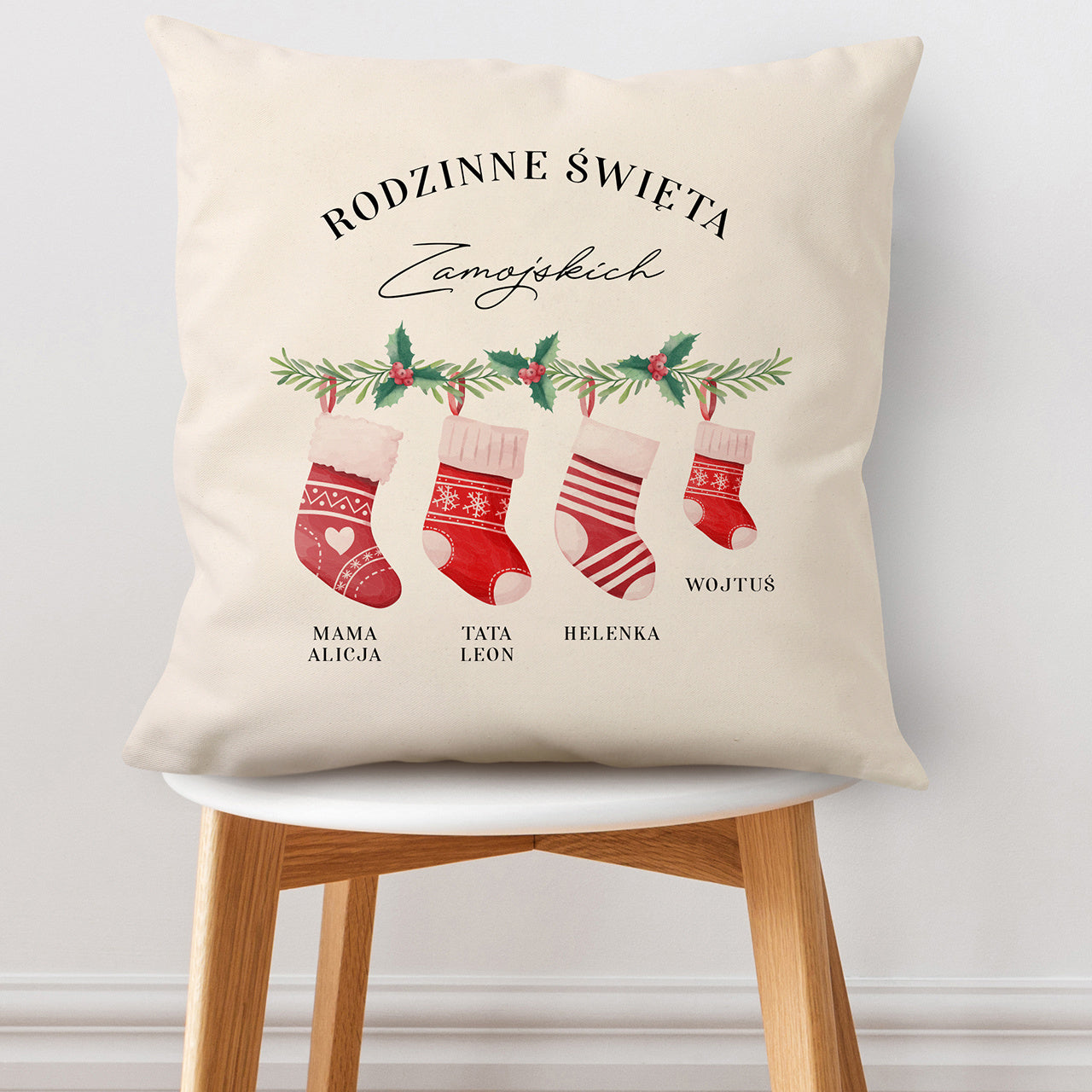 Świąteczna poduszka personalizowana - prezent do domu na święta