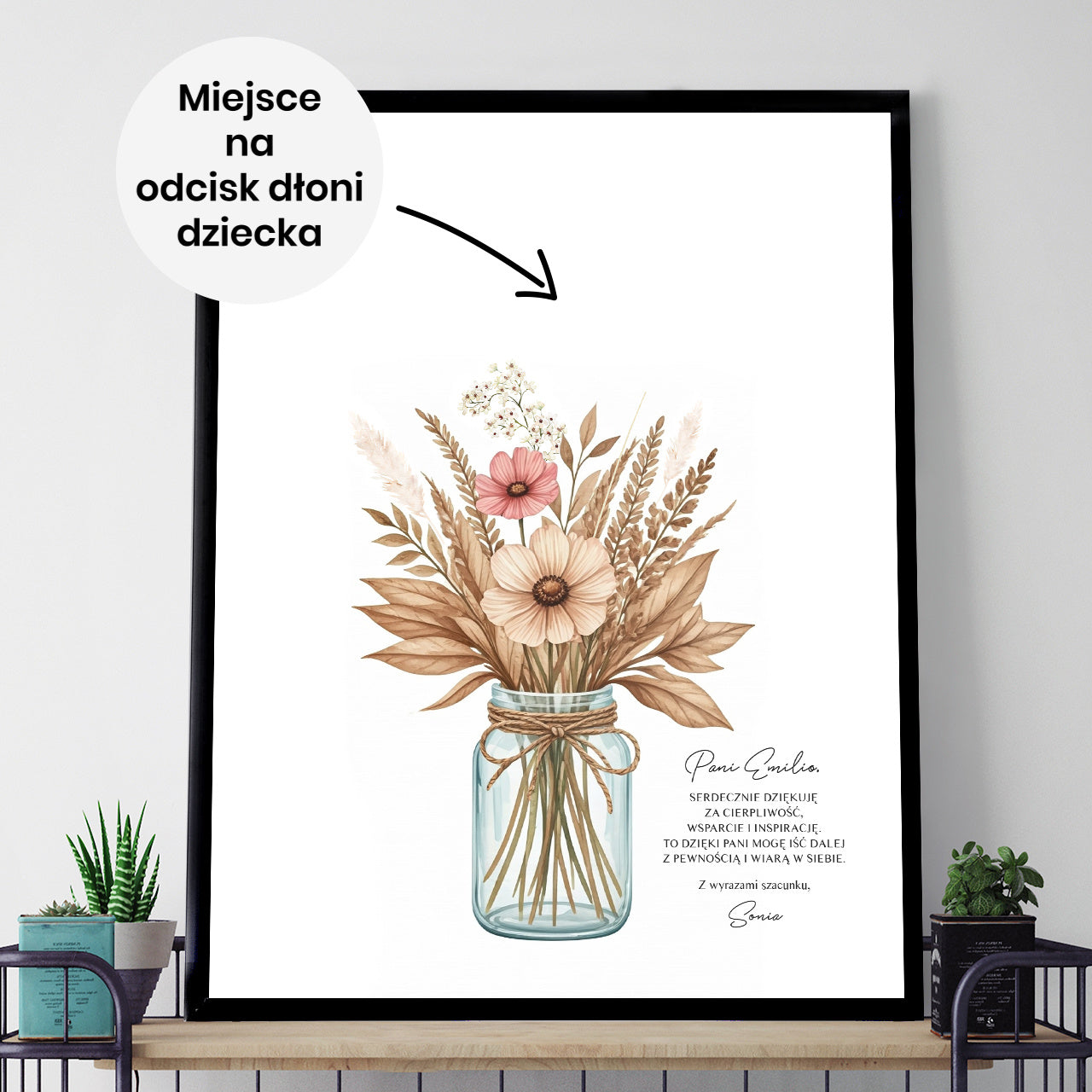 Plakat z odciskiem dłoni - podziękowanie od ucznia dla nauczyciela