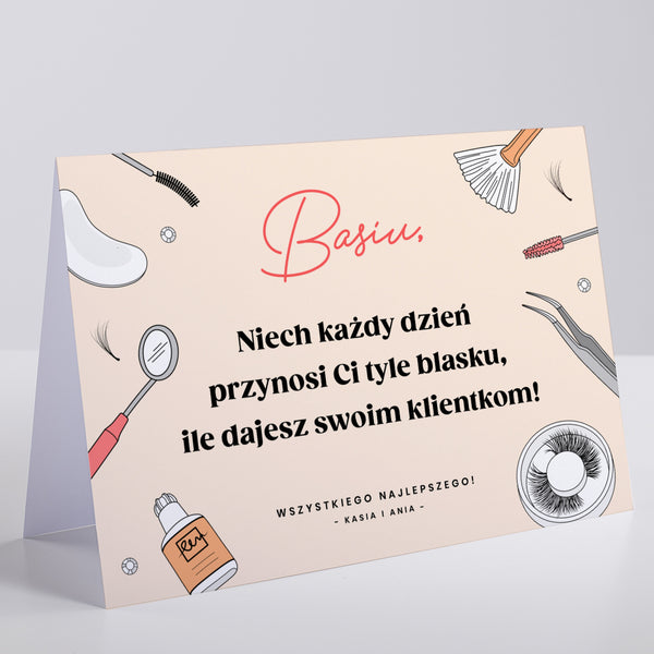 Kartka z życzeniami dla stylistki rzęs