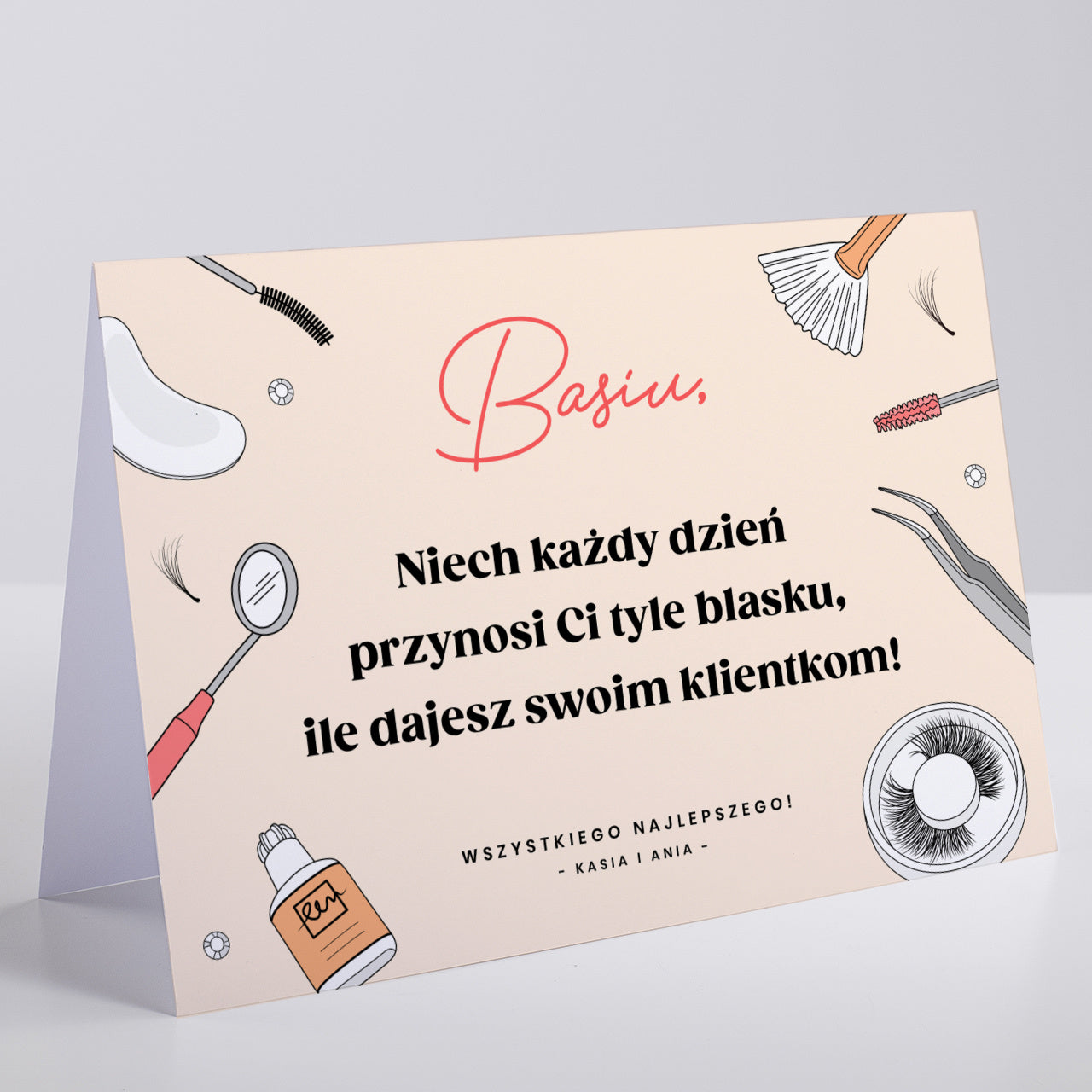 Kartka z życzeniami dla stylistki rzęs prezent dla stylistki rzęs kartka personalizowana