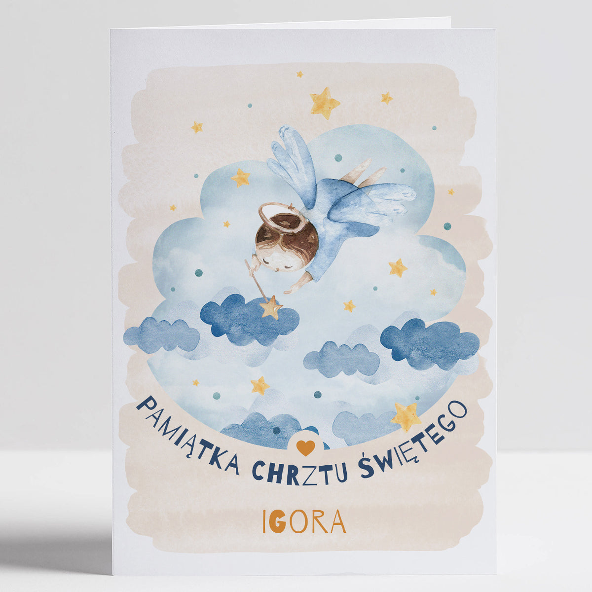 Personalizowana kartka na chrzest - Mały Aniołek
