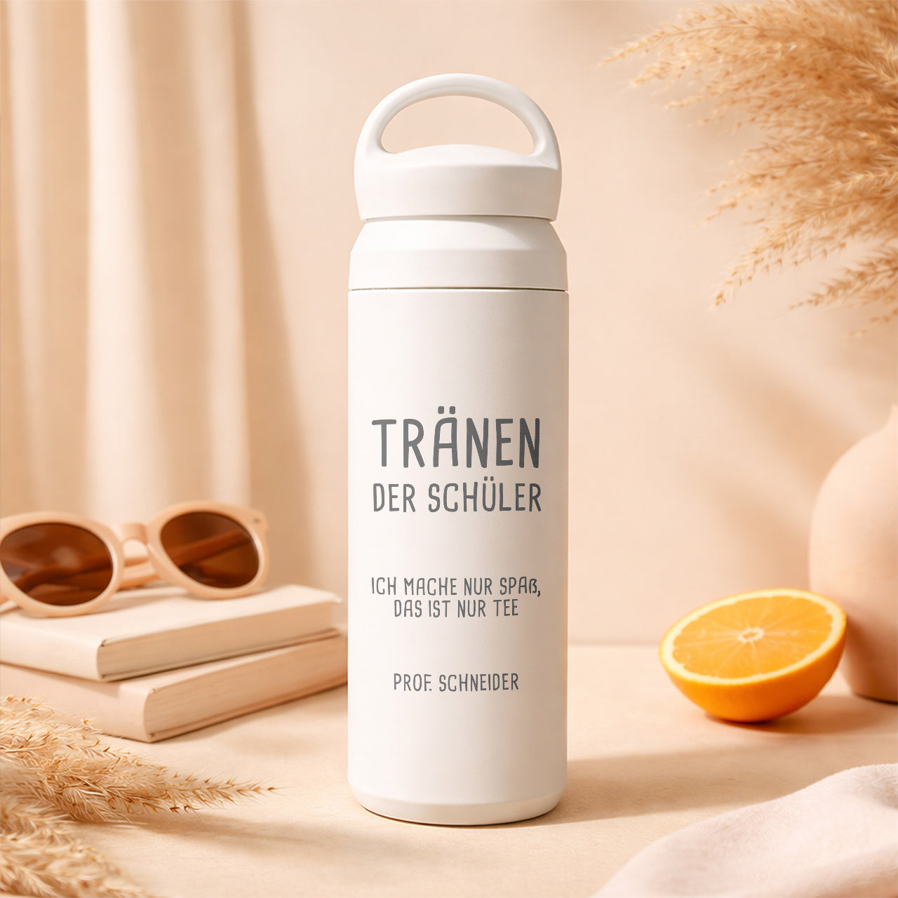 Personalisierte Thermosflasche für einen Lehrer – Tränen der Schüler