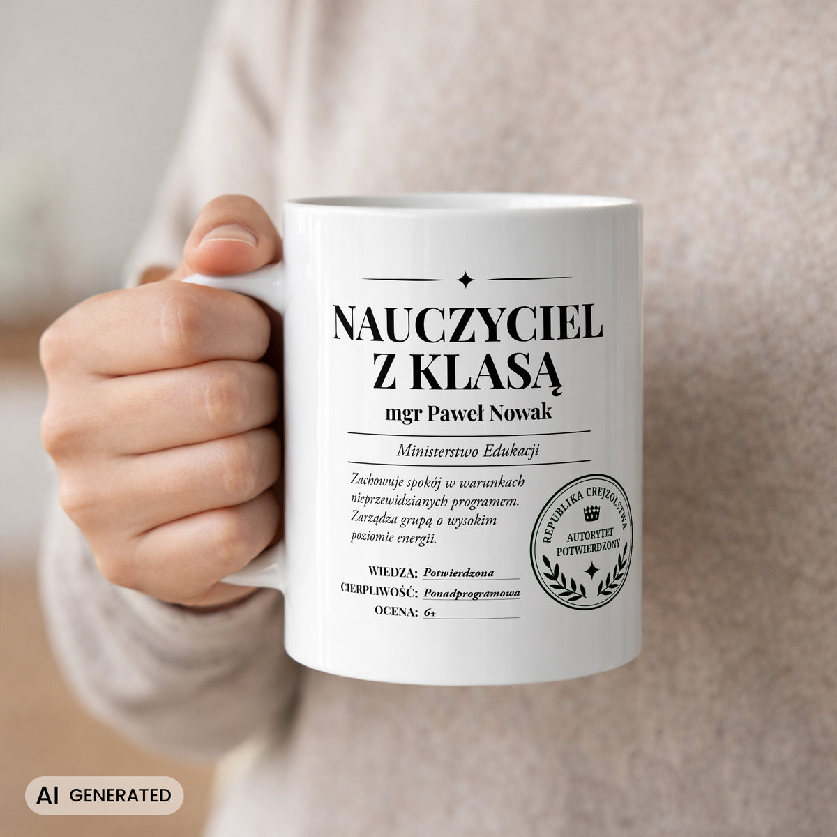 Personalizowany kubek dla wychowawcy - nauczyciel z klasą