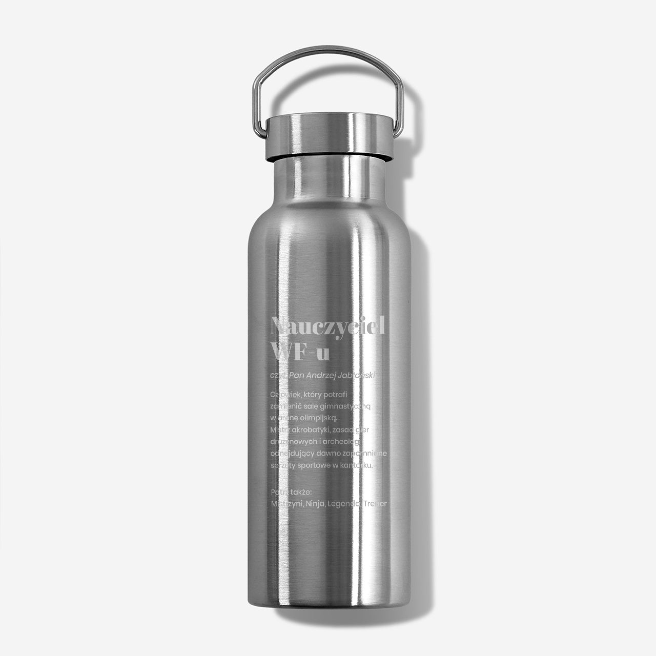 Grawerowany termos z rączką - prezent dla nauczyciela WF termos z grawerem kubek termiczny personalizowany