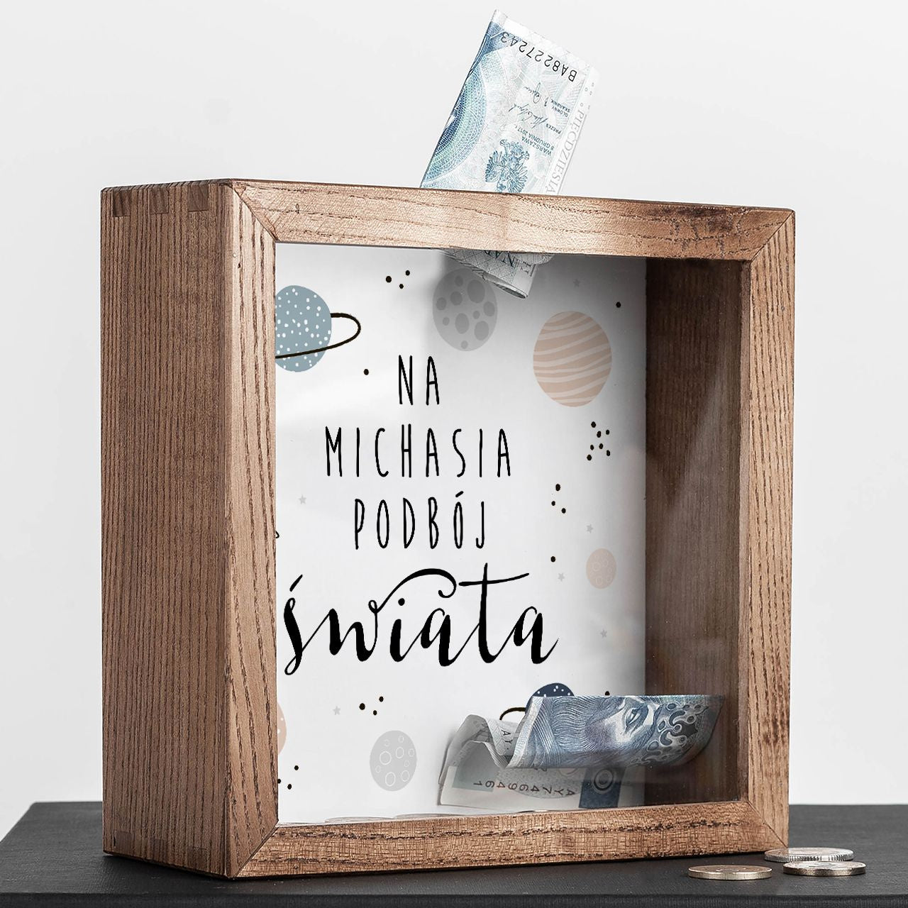 Personalizowana skarbonka na prezent dla chłopca skarbonka dla chłopca prezent na urodziny dla chłopca