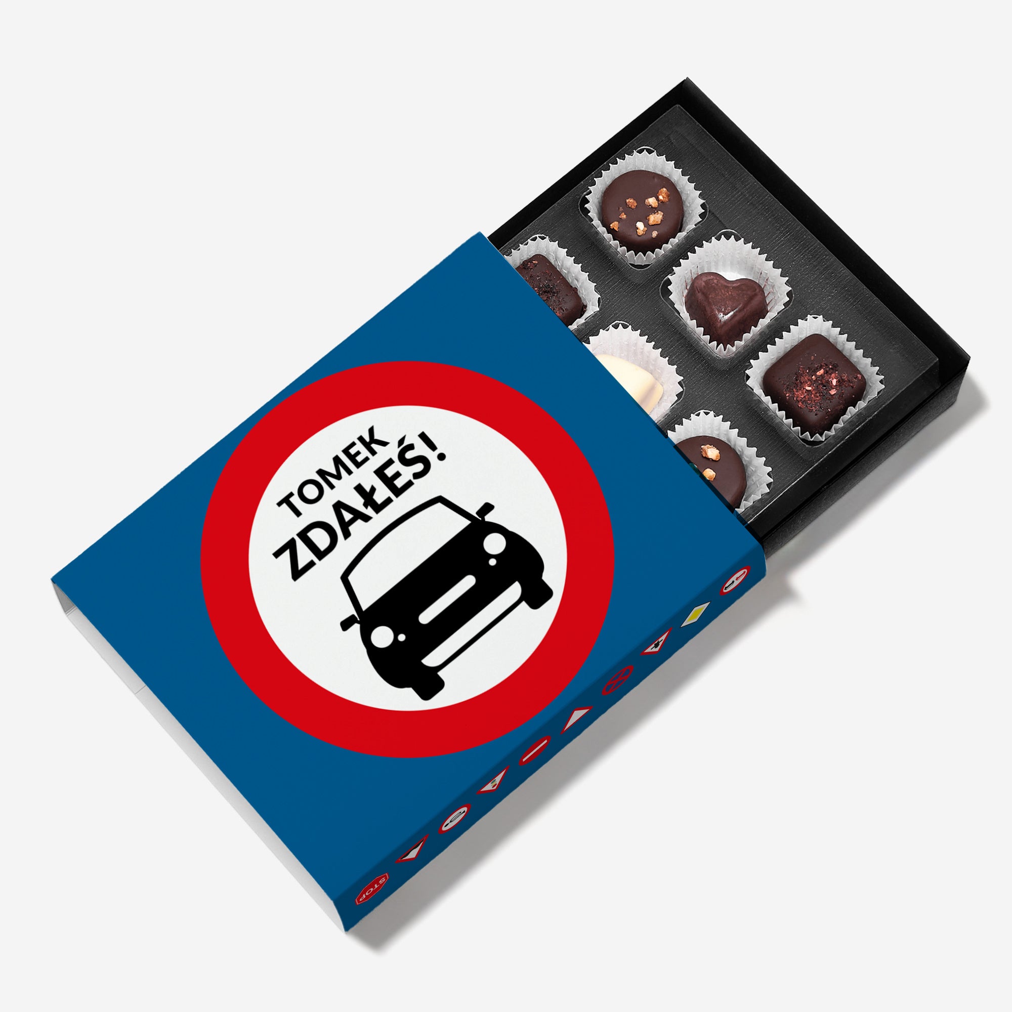 Belgijskie czekoladki - prezent z okazji zdania prawa jazdy gratulacje z okazji zdania prawa jazdy