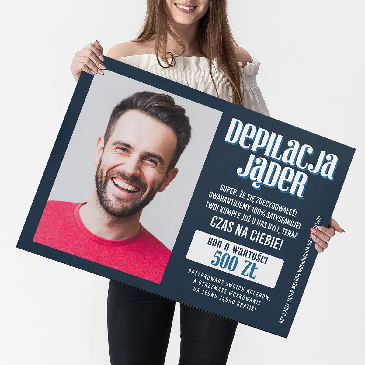 Śmieszna kartka xxl - voucher na depilację jąder