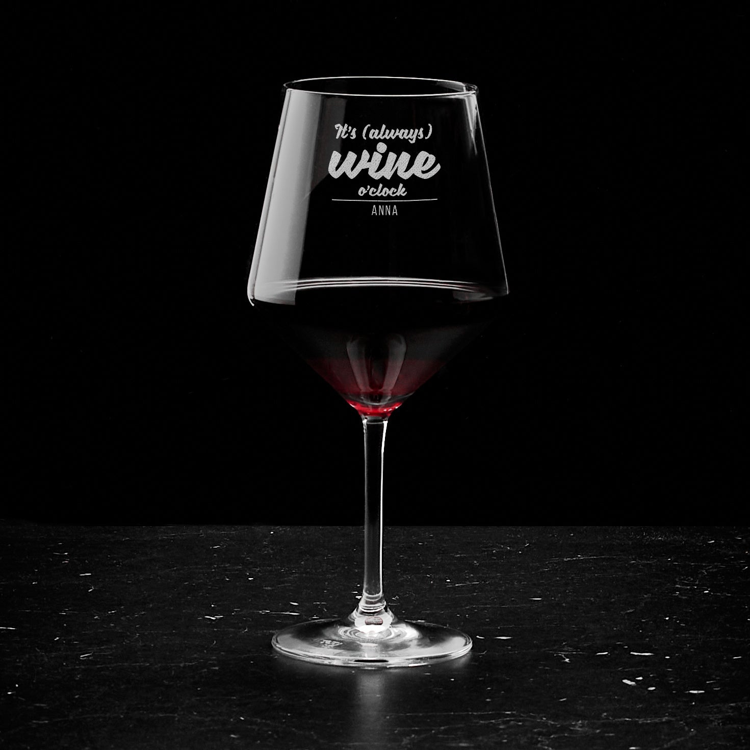 Personalizowany kieliszek do wina XXL - Wine O'Clock - prezent dla miłośniczki wina