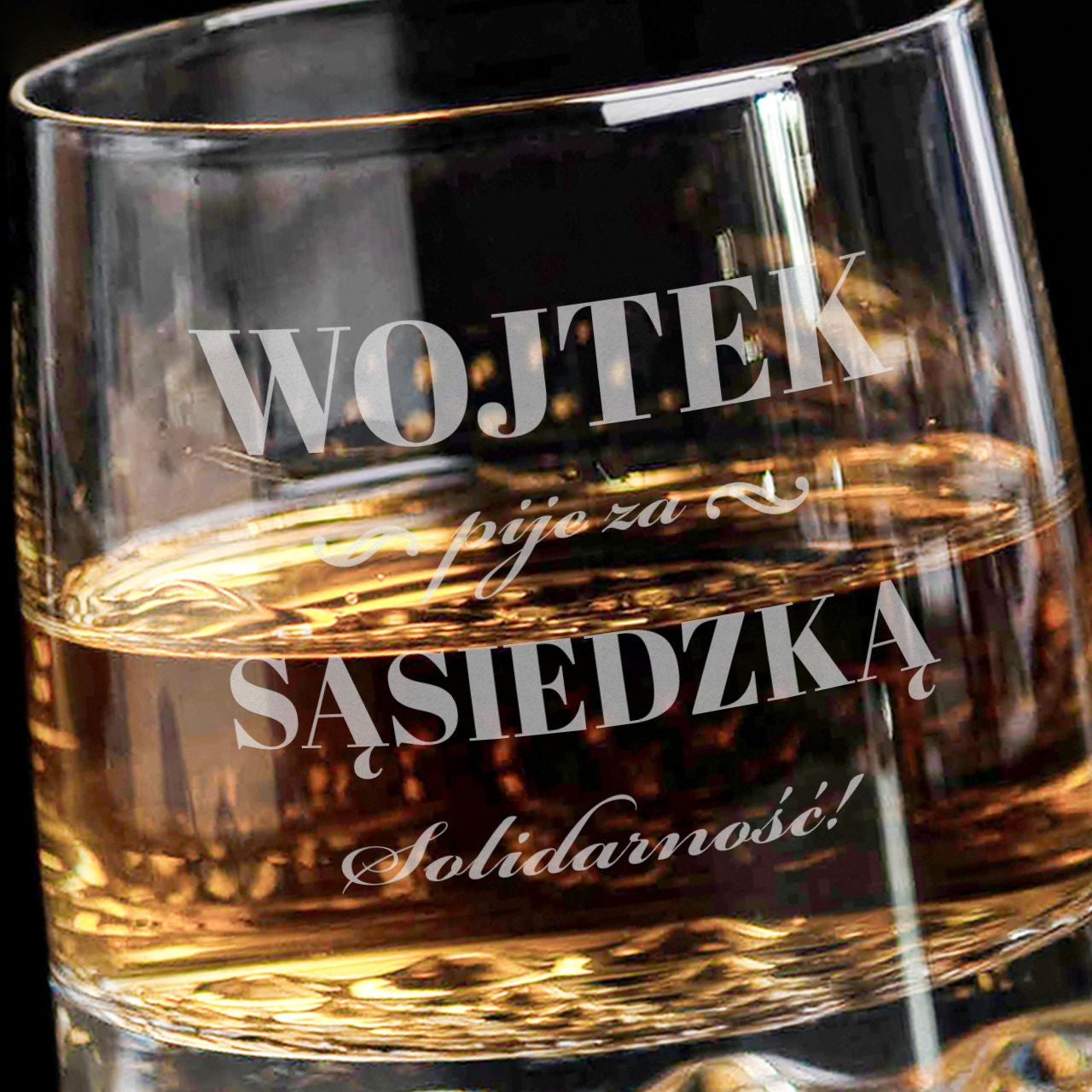 Szklanka do whisky z grawerem Sąsiedzka Solidarność - prezent dla sąsiada