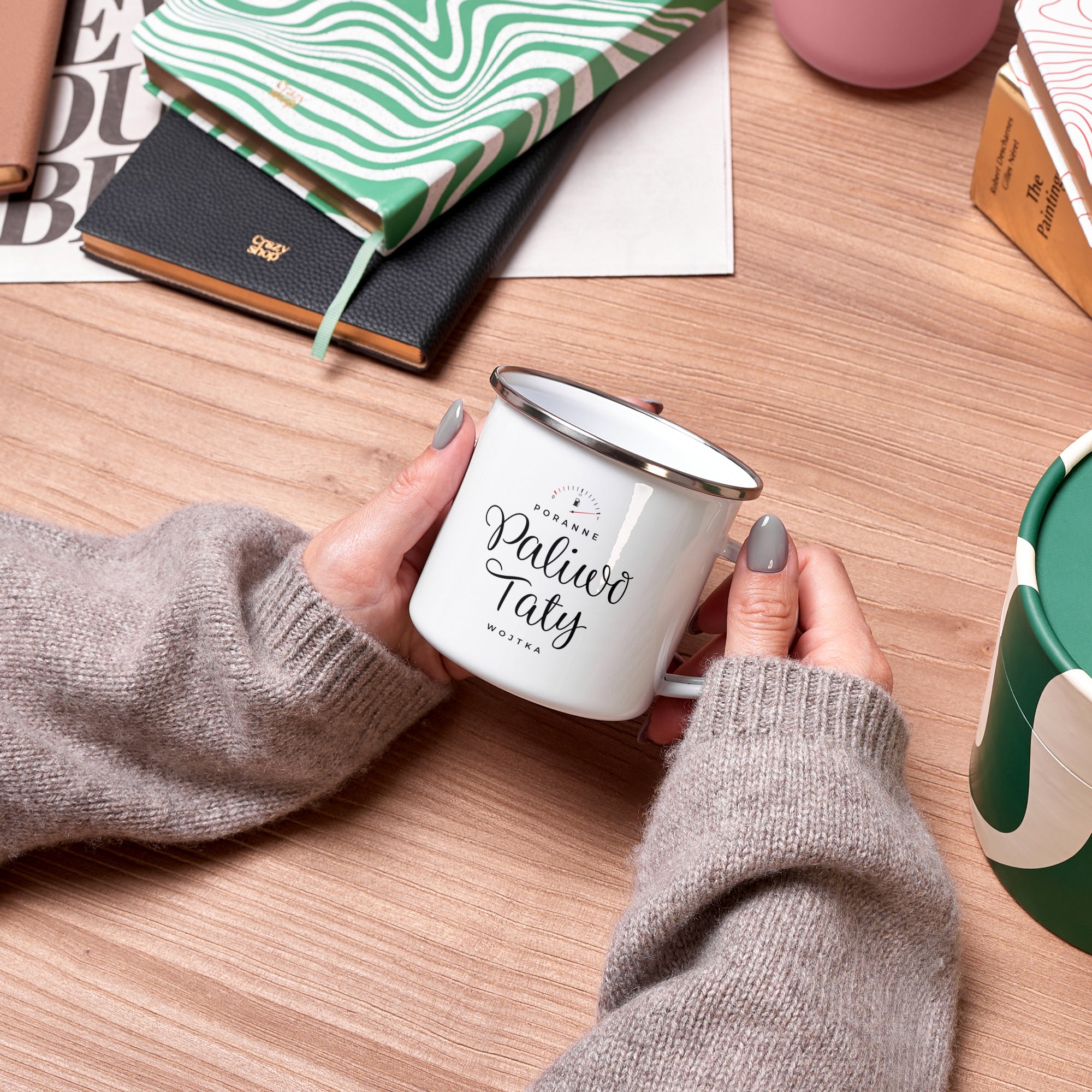 Kubek emaliowany dla taty - śmieszny prezent dla taty prezent na dzień taty personalizowany kubek