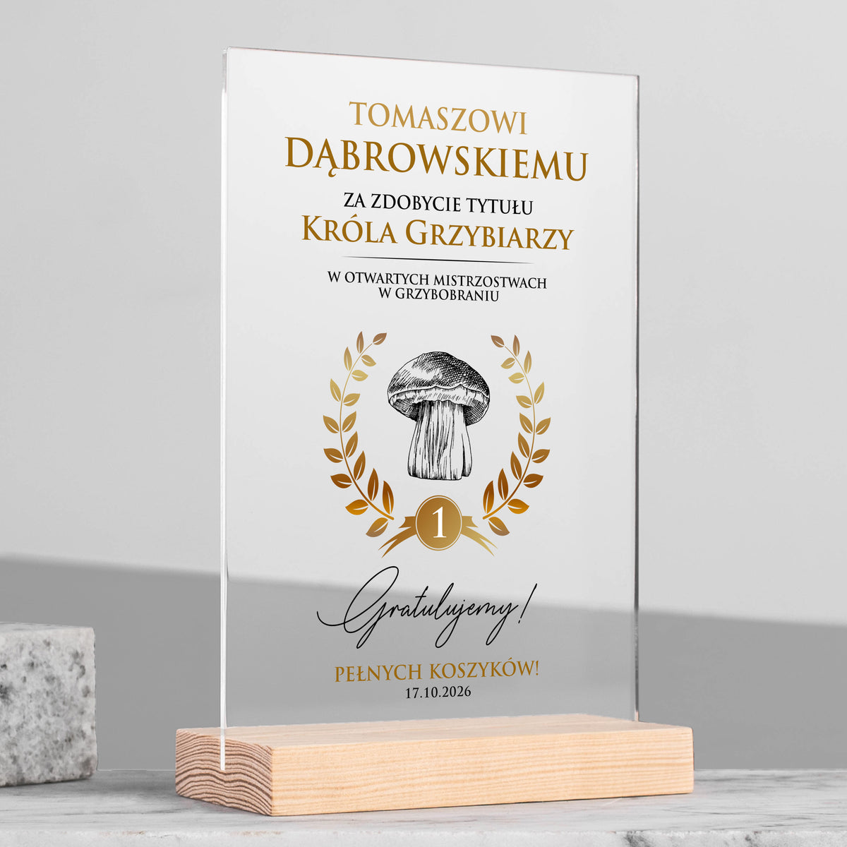 Personalizowana statuetka dla grzybiarza - król grzybiarzy