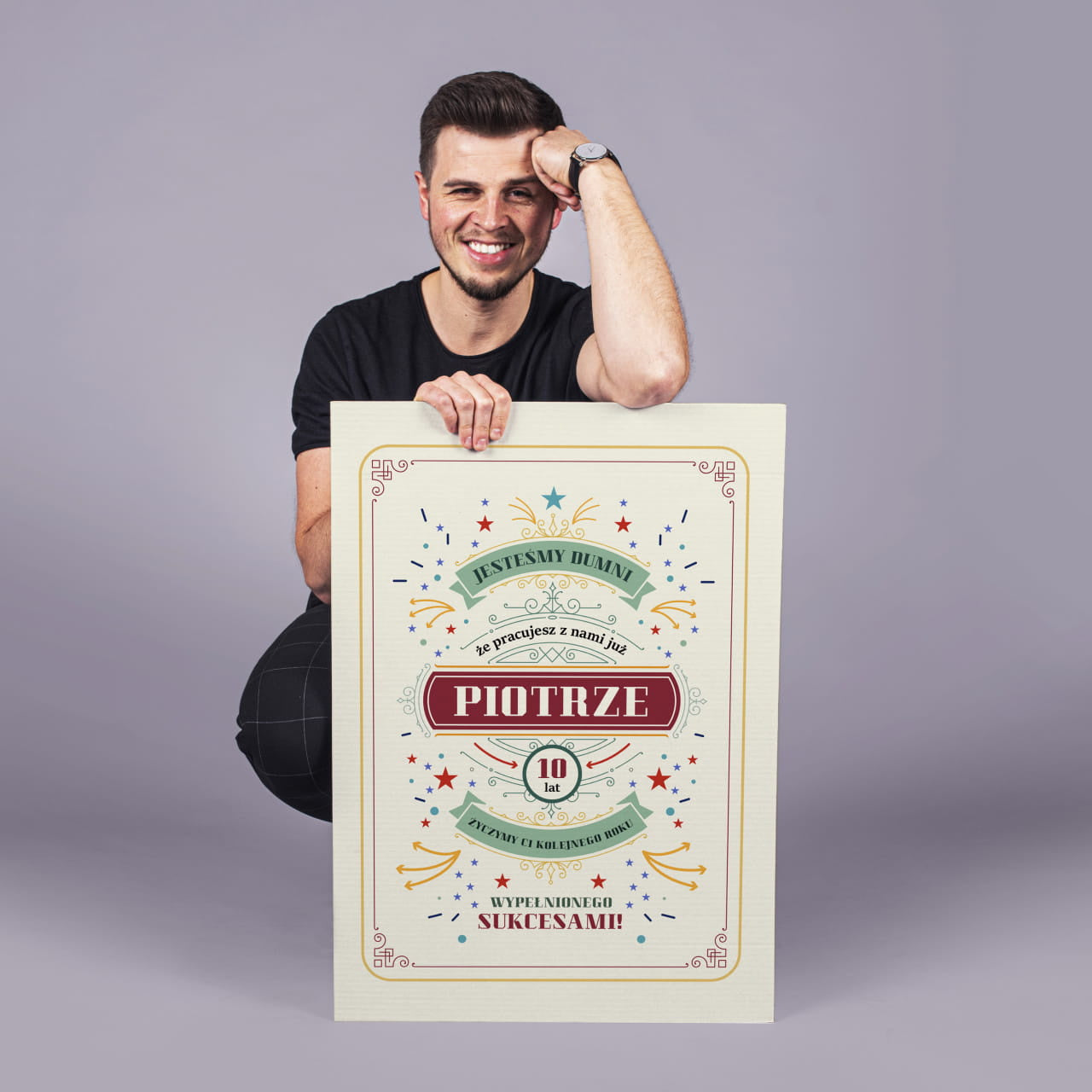 Gratulacyjna kartka na jubileusz pracy w firmie upominek dla pracownika kartka personalizowana