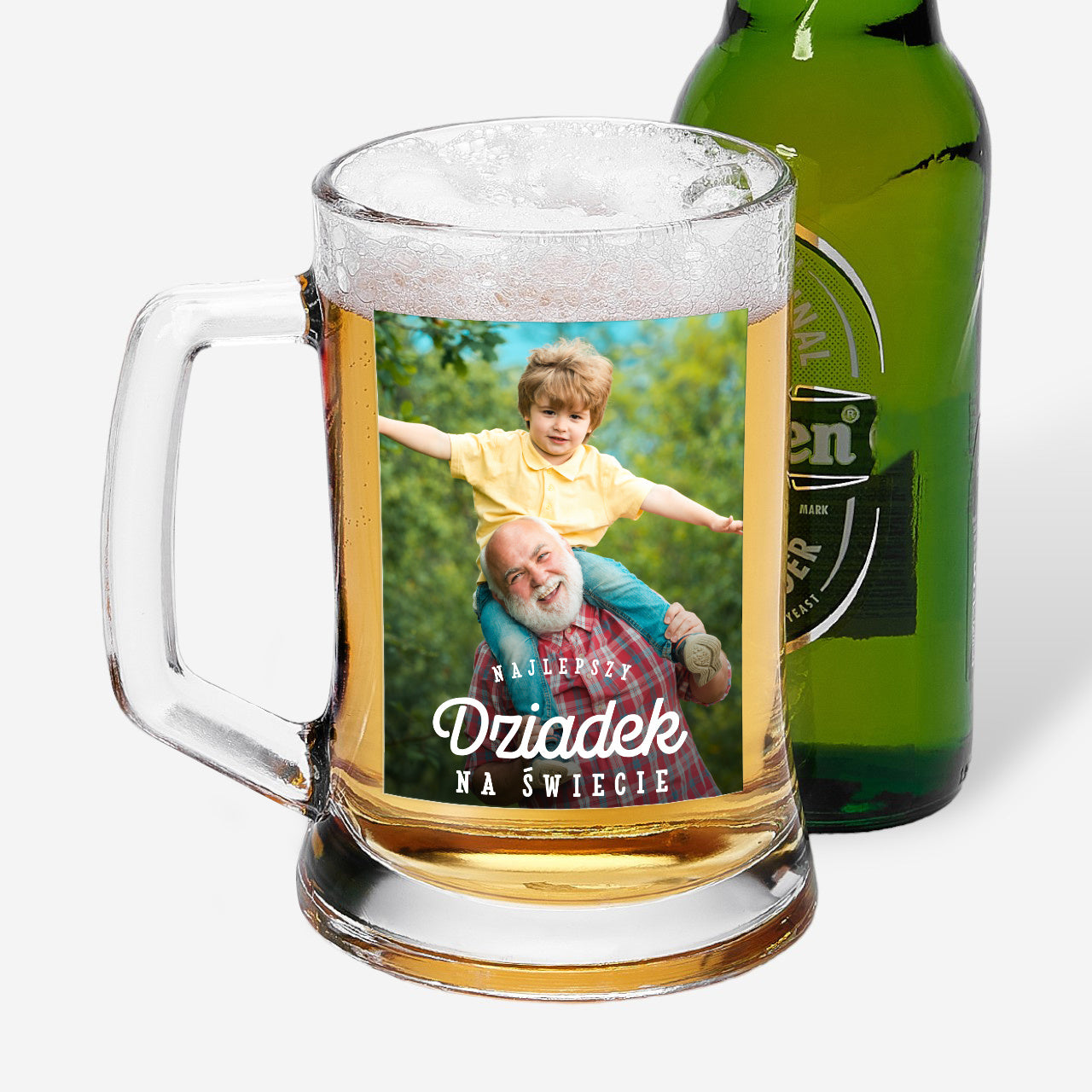 Kufel do piwa ze zdjęciem - prezent z okazji Dnia Dziadka kufel z grawerem prezent dla Dziadka