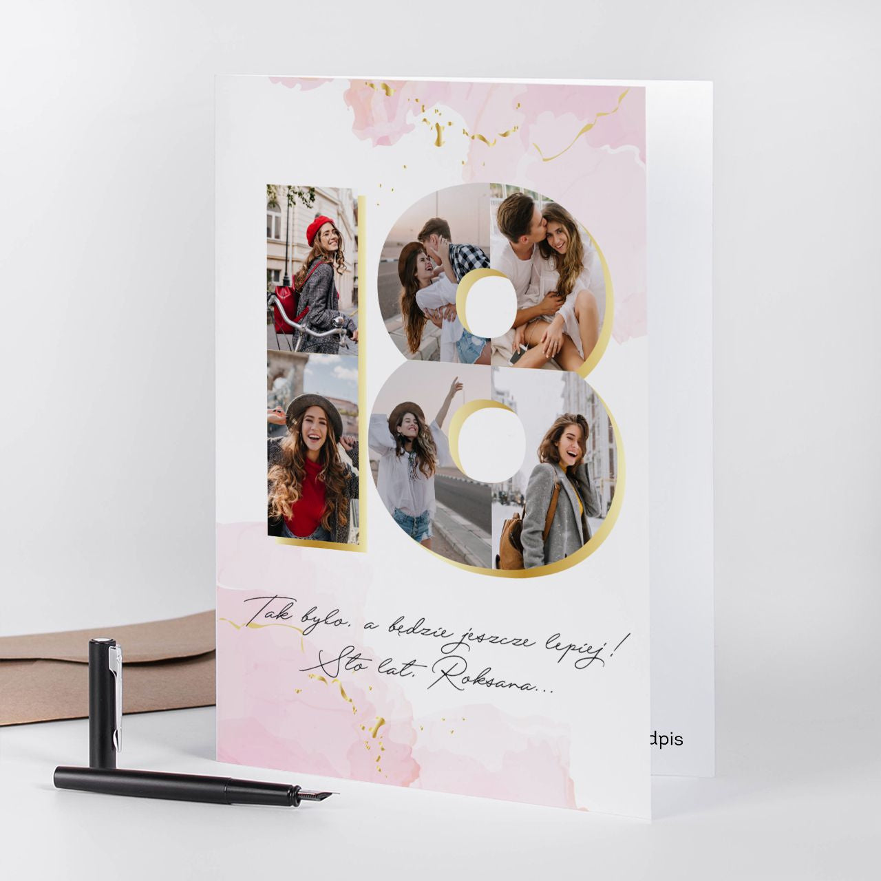 Personalizowana kartka z życzeniami A4 - upominek na 18