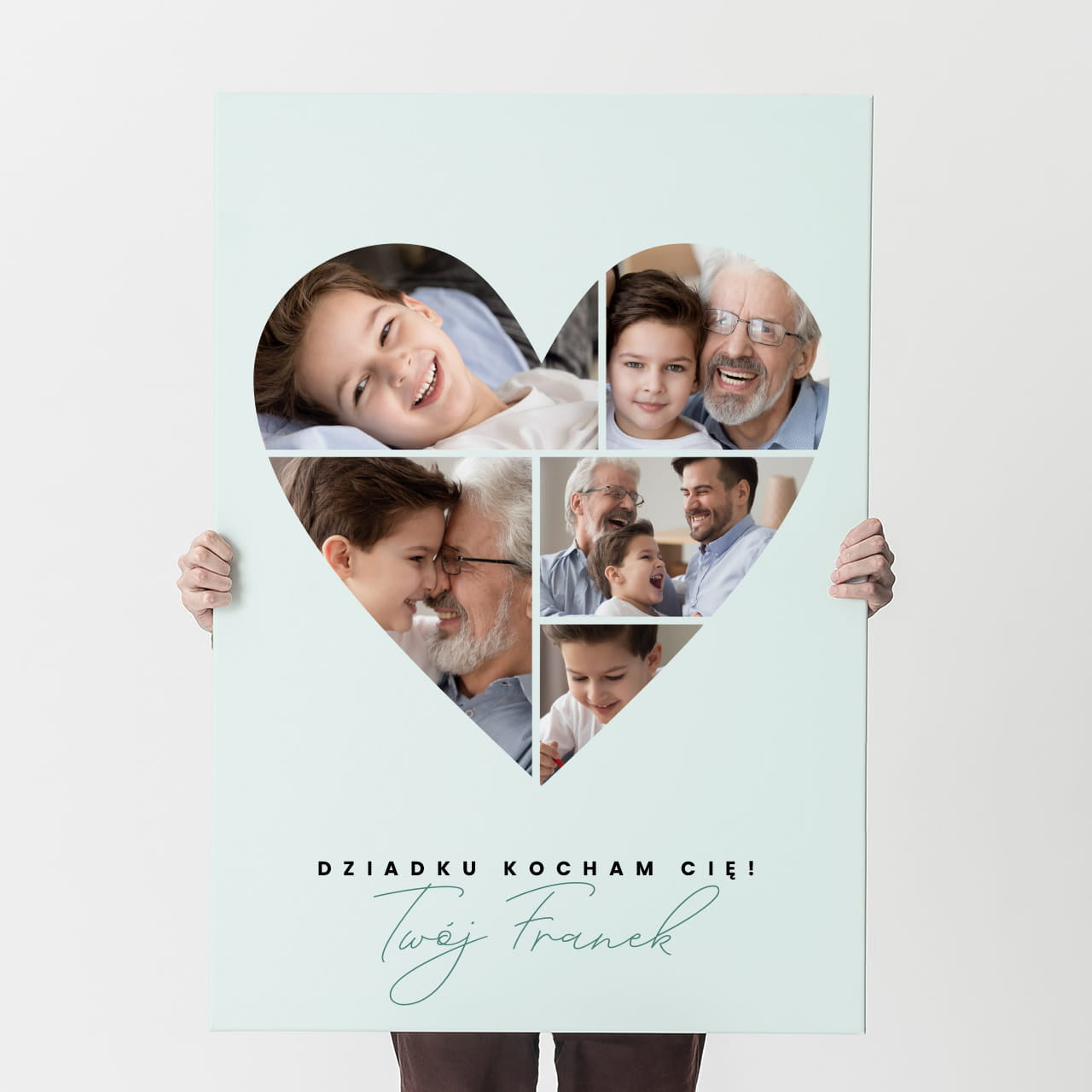 Obraz ze zdjęciami na płótnie 100x70 cm - wzruszający prezent dla dziadka
