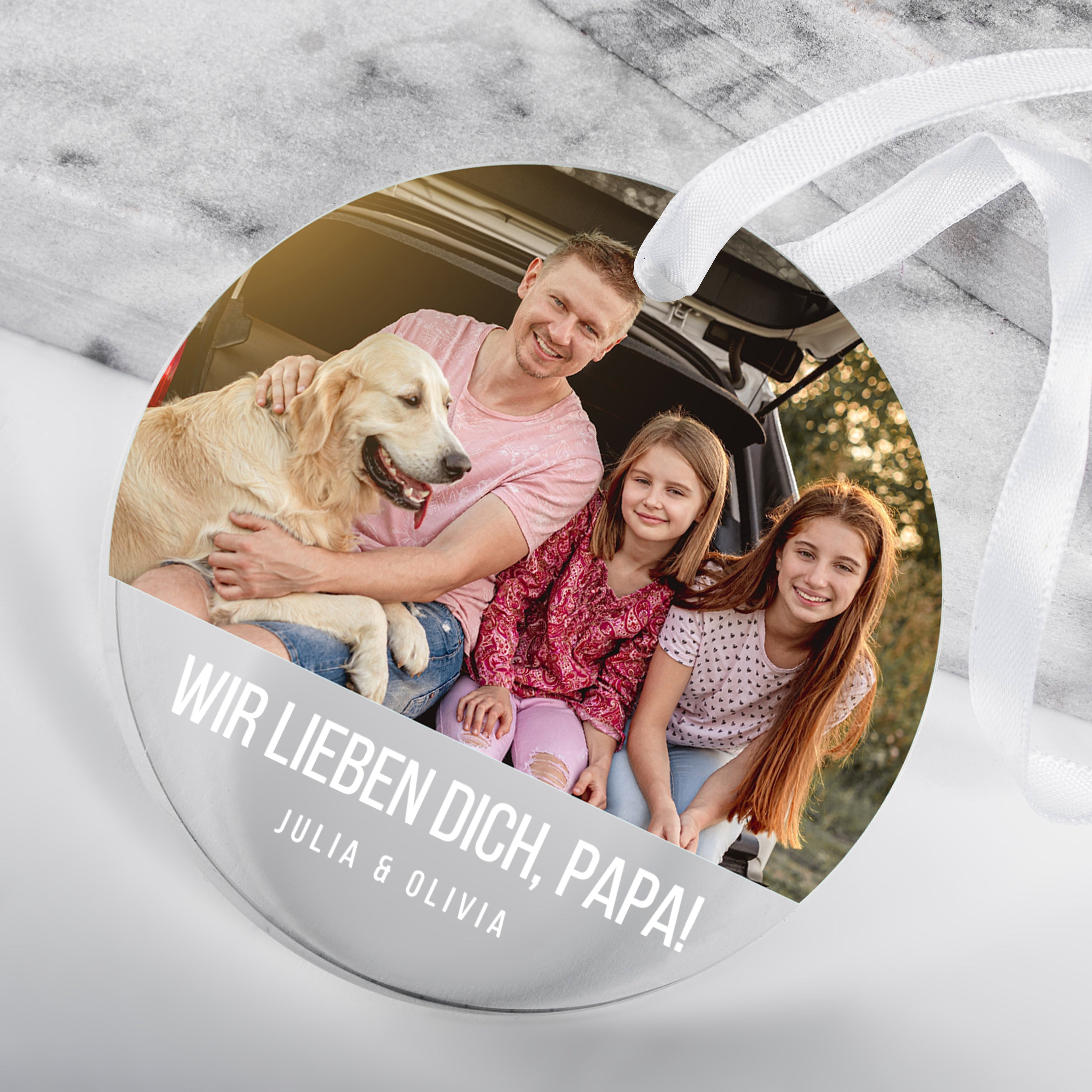 Glasanhänger mit Foto – Geschenk für Papa