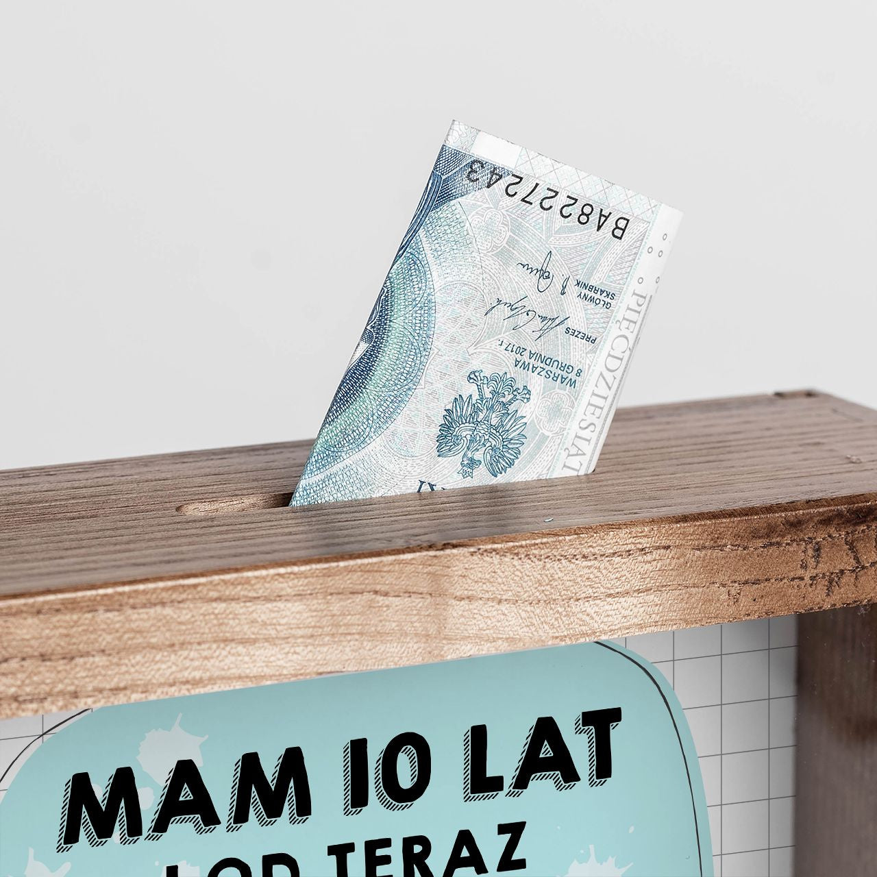 Duża skarbonka dla dziecka Zbieram same dyszki - prezent dla 10-latka