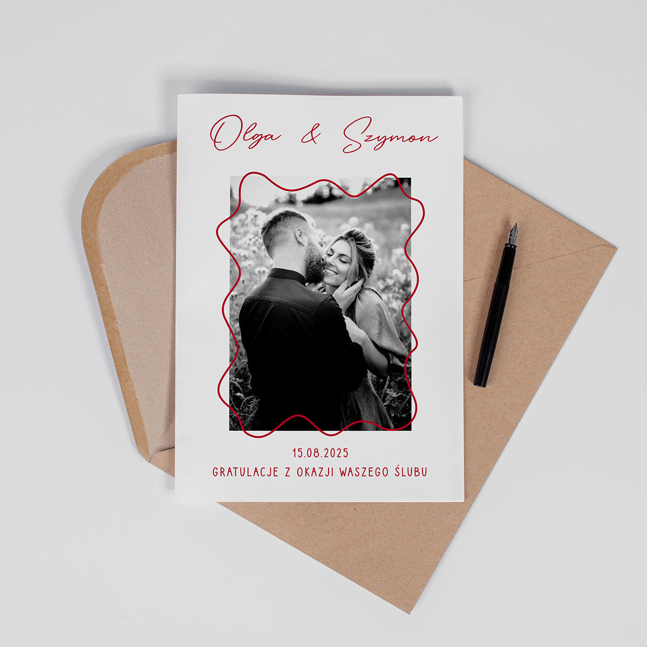 Personalizowana kartka na ślub cywilny A4 ze zdjęciem upominek na ślub cywilny dla pary 