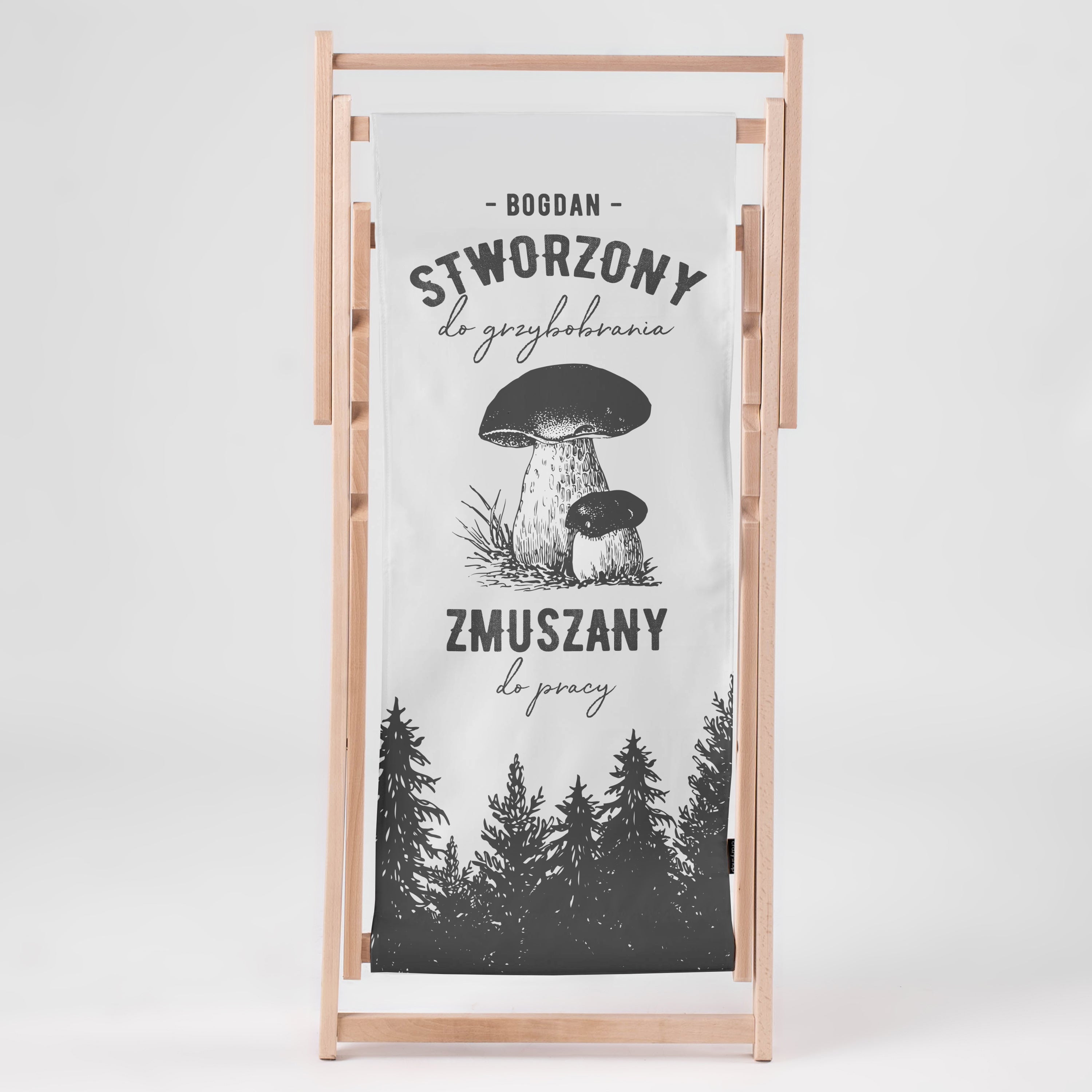 Personalizowany leżak dla grzybiarza leżak ogrodowy prezent dla grzybiarza leżak personalizowany