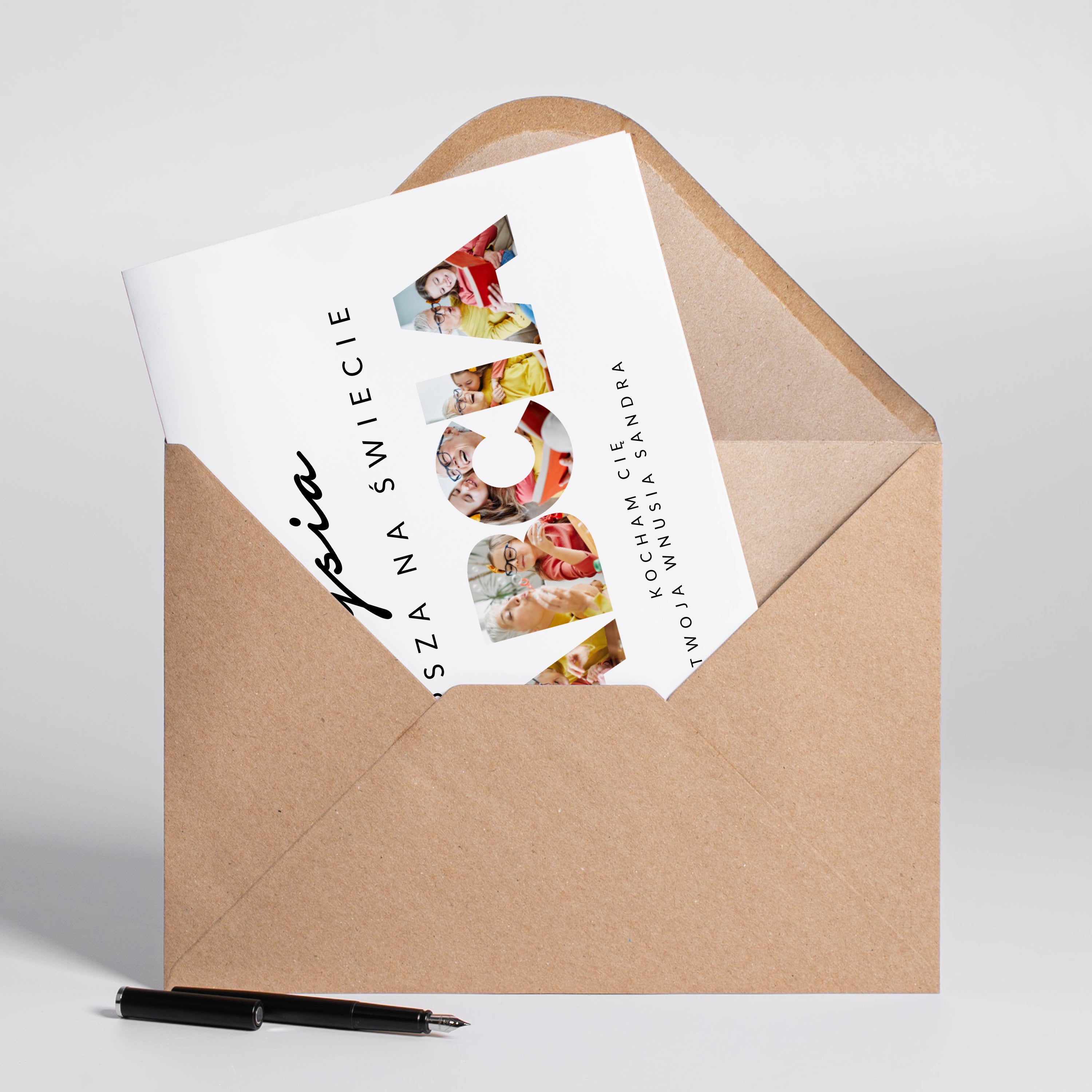 Personalizowana kartka ze zdjęciami na Dzień Babci A4