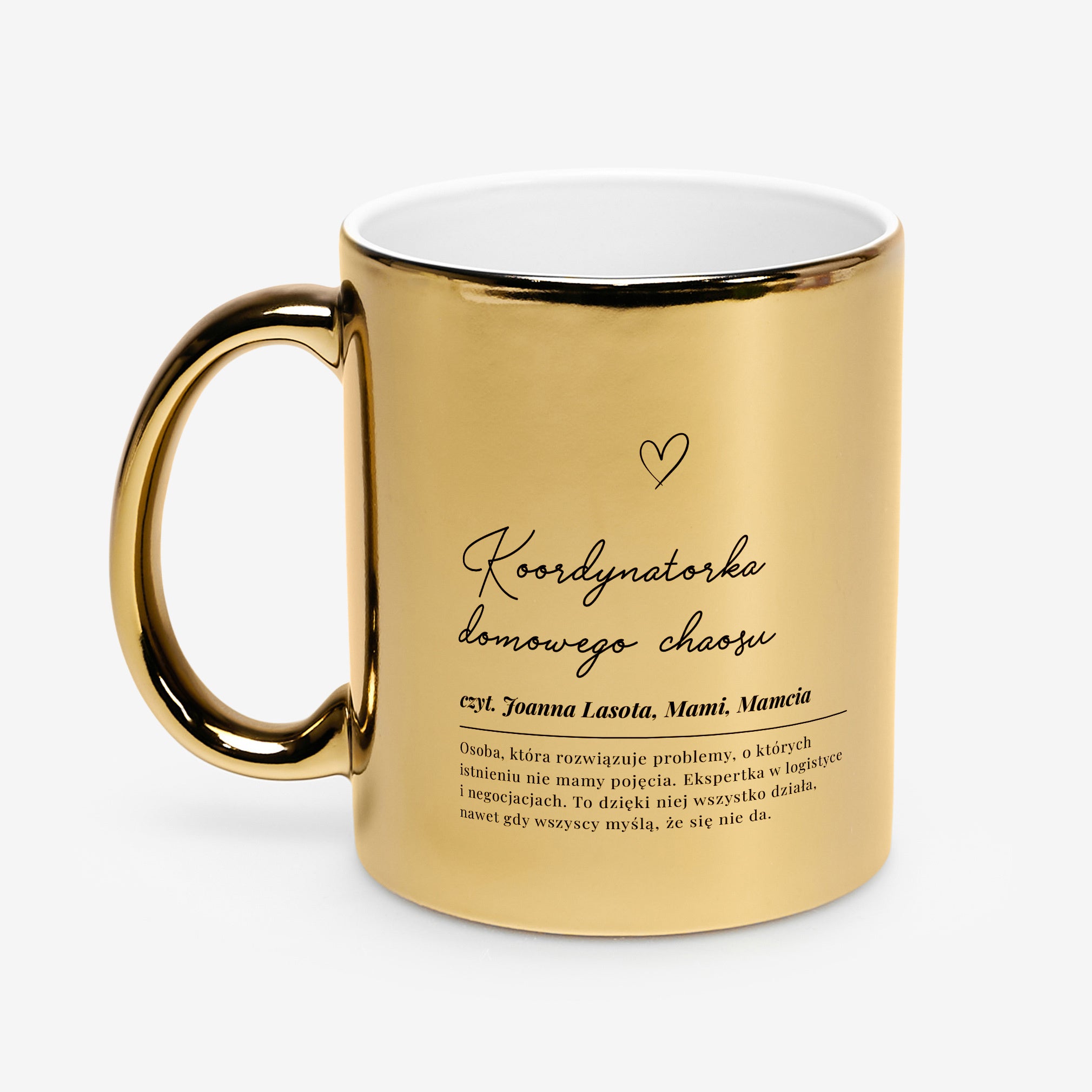 Personalizowany kubek złoty dla mamy - koordynatorka chaosu prezent dla mamy elegancki kubek dla mamy