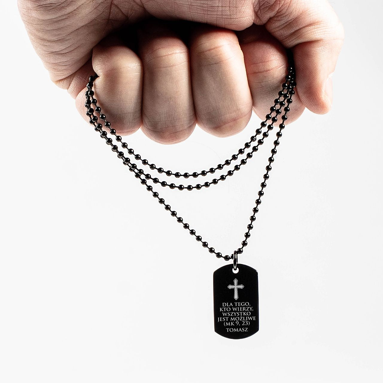 Personalizowany nieśmiertelnik z krzyżykiem