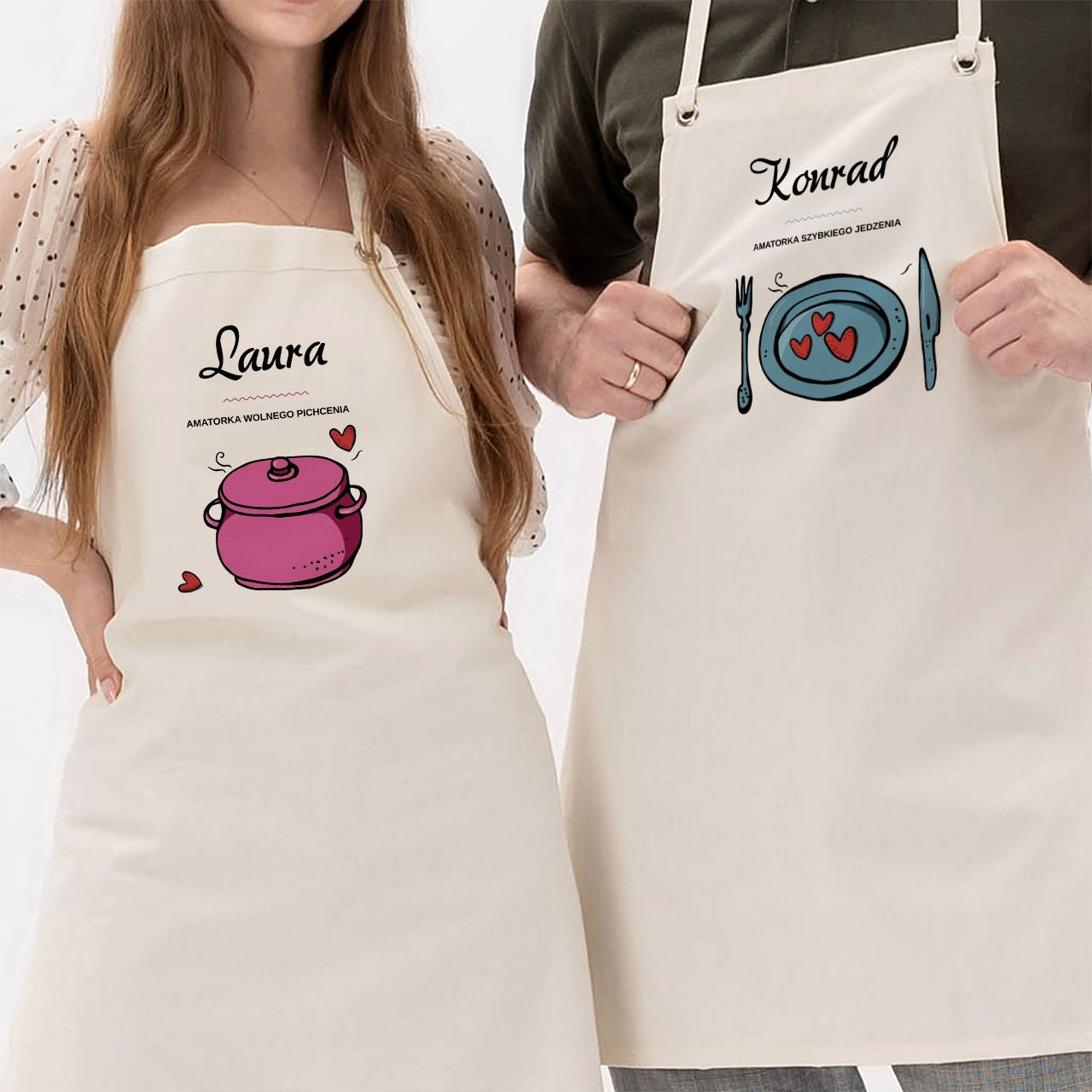 Komplet fartuchów na prezent ślubny komplet fartuchów fartuchy personalizowane prezent dla pary