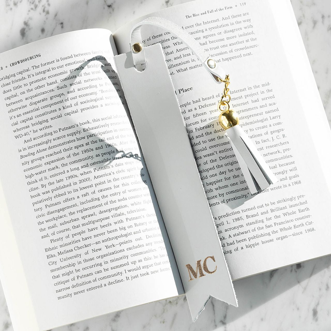 Personalizowana zakładka do książek ze skóry naturalnej - Inicjały