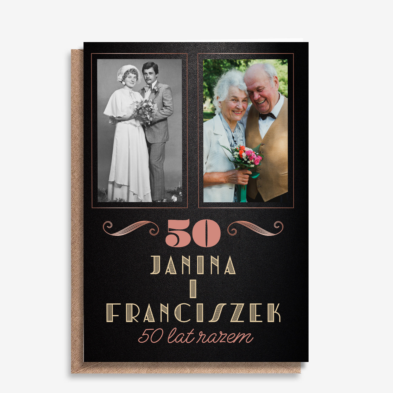 Kartka na Złote Gody 50 rocznica ślubu - Kiedyś i dziś