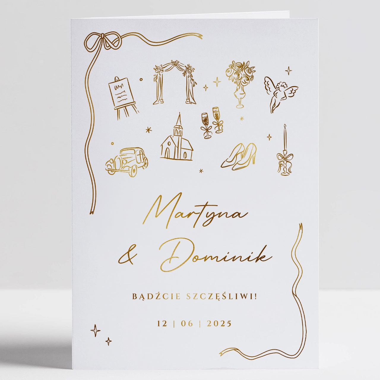 Elegancka kartka ślubna - Bądźcie Szczęśliwi