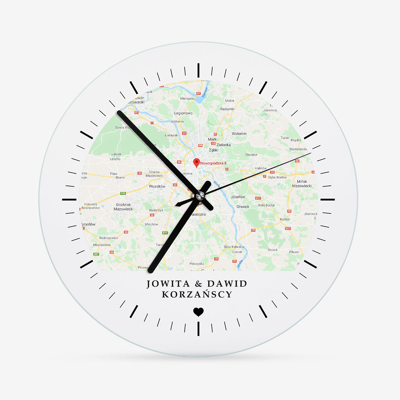 Zegar szklany z mapą na prezent do nowego domu