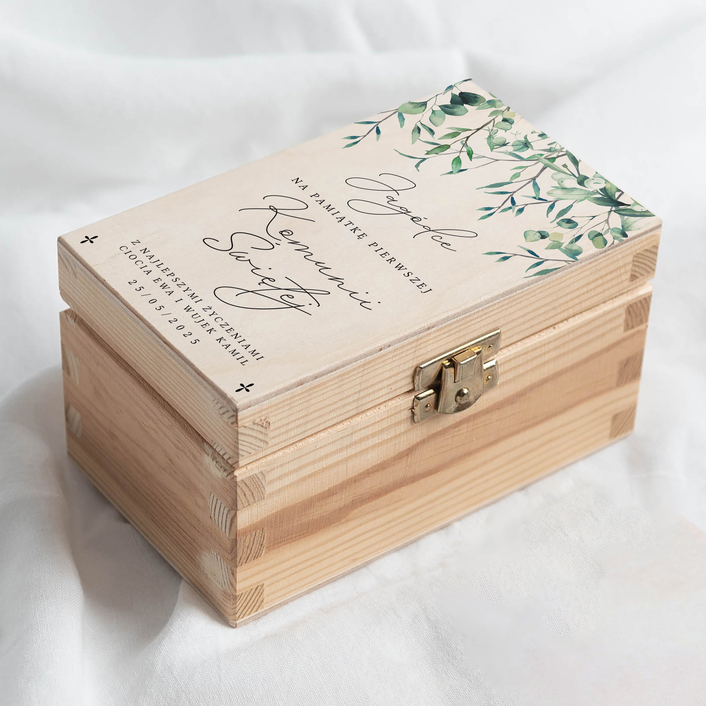 Personalizowane pudełko na pieniądze - Komunia Święta prezent na komunię drewniane pudełko